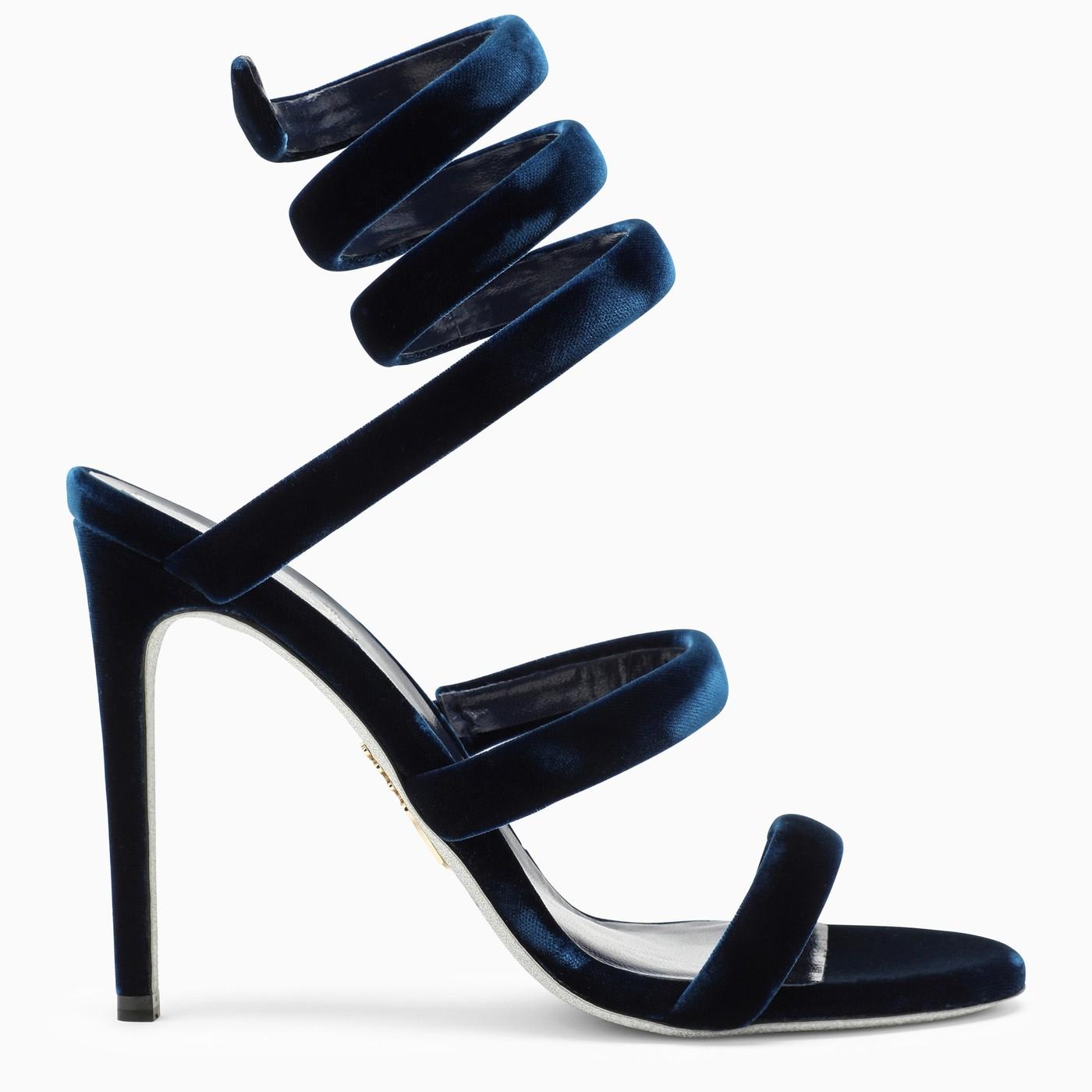 Shop René Caovilla Cleo Blue Velvet High Sandal