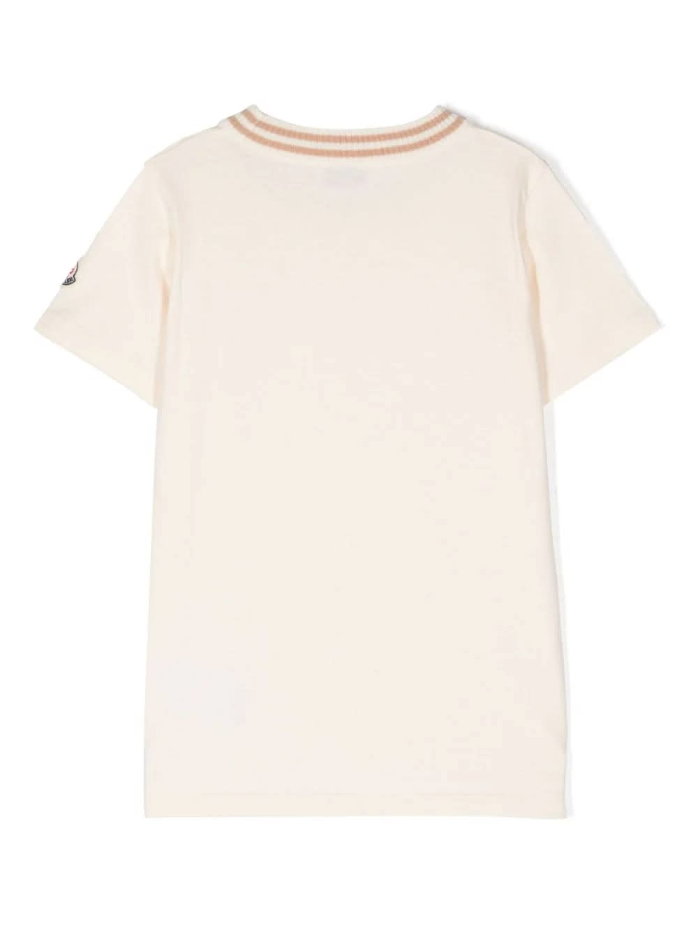 MONCLER WHITE T-SHIRT WITH EMBROIDERED LOGO 