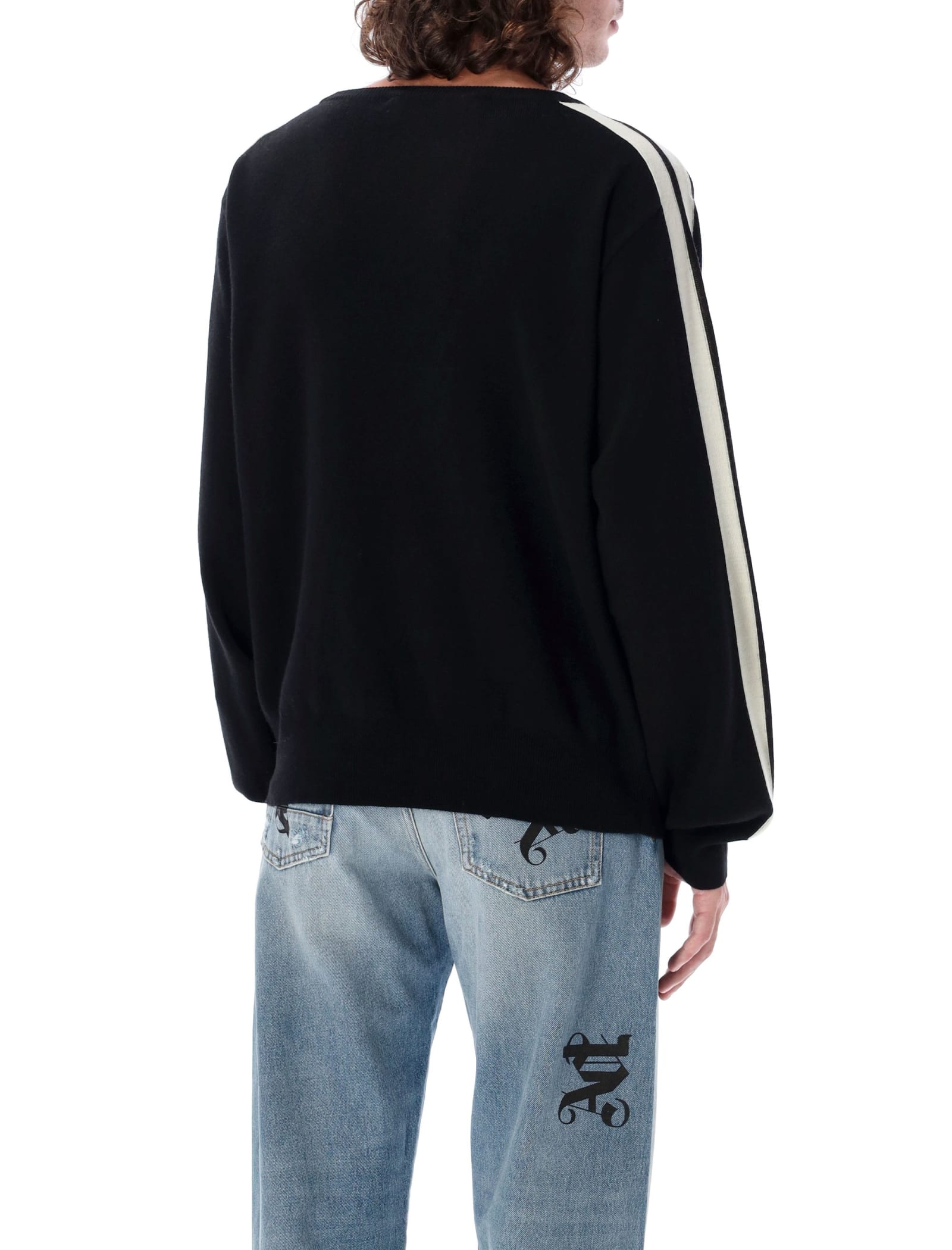 Shop Palm Angels Pa Monogram Track Sweater In Black Off White