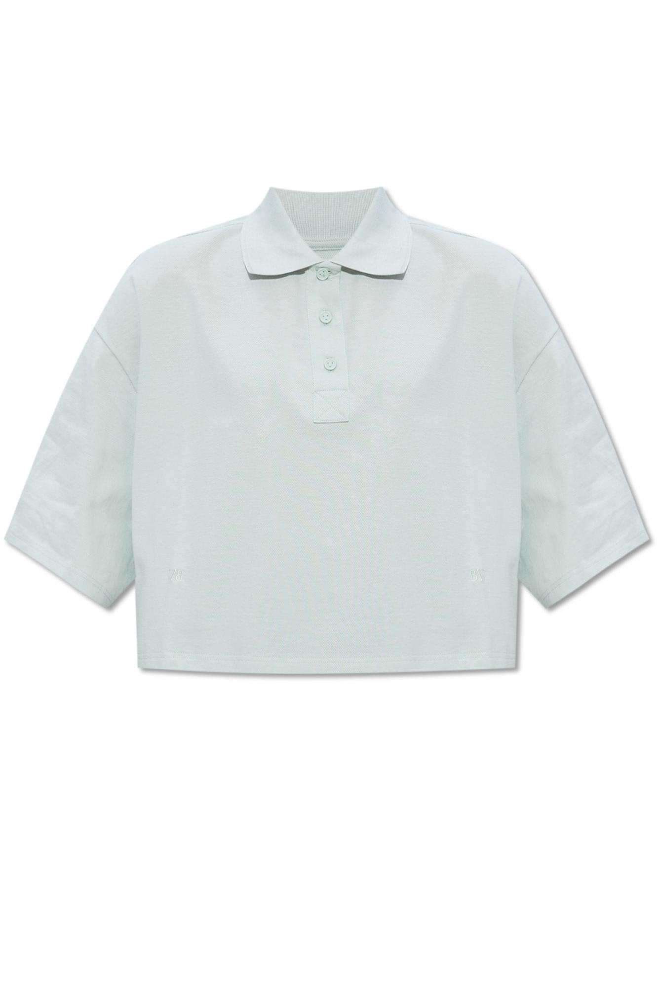 Shop Bottega Veneta Cropped Polo Shirt In Clear Blue
