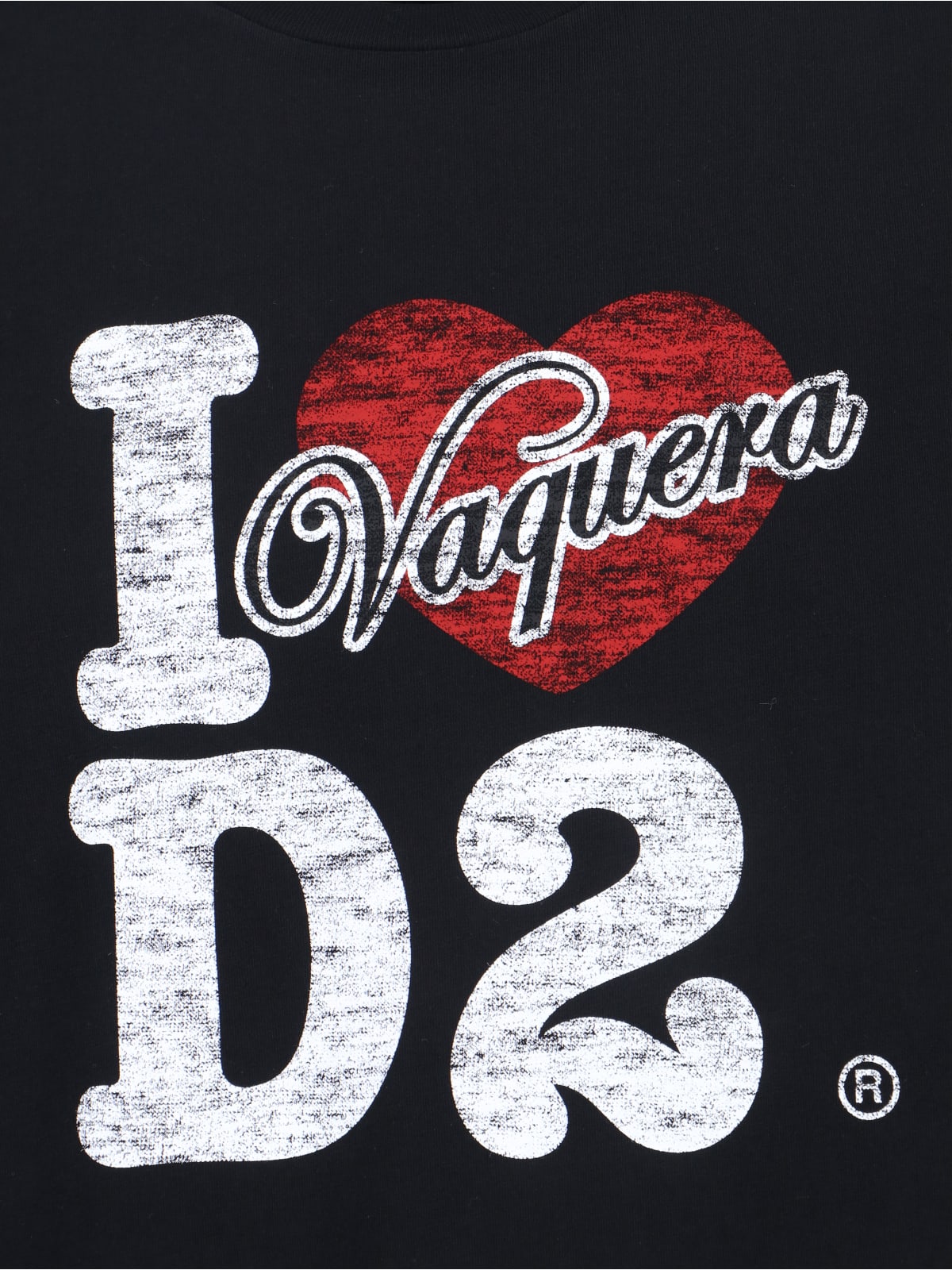 Dsquared2 Graphic Print Crew Neck Short Sleeve Top In Black