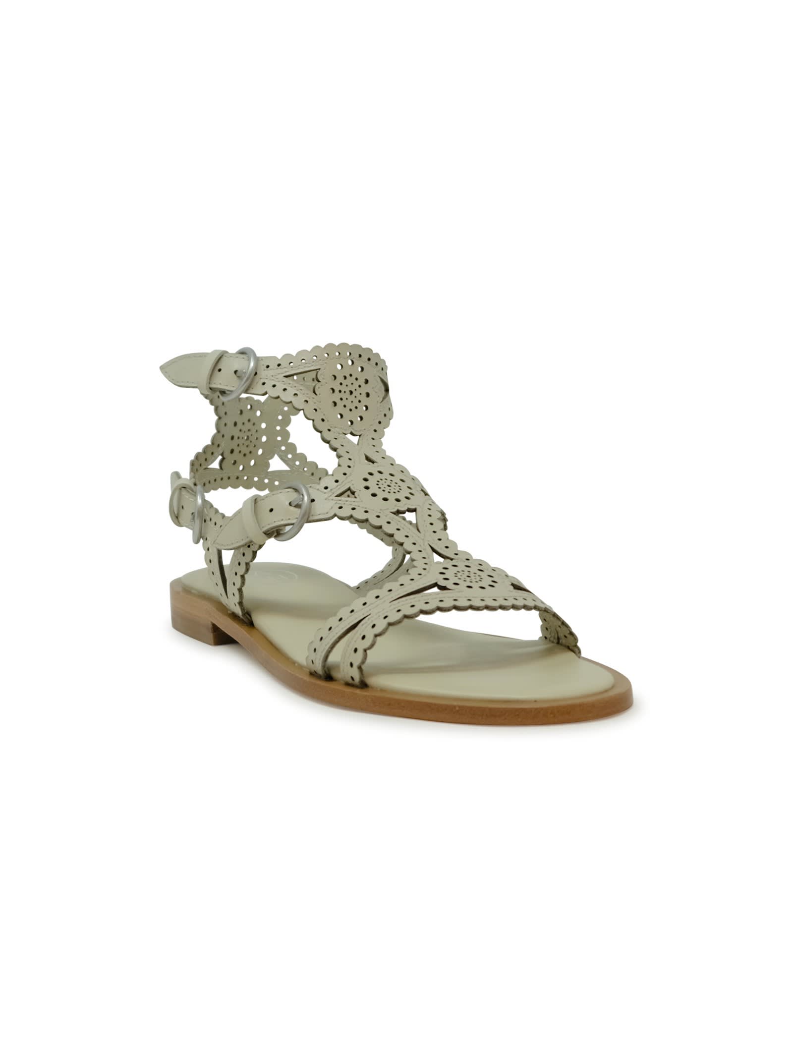 Ash Paprika Talc Flat Sandal In Neutral