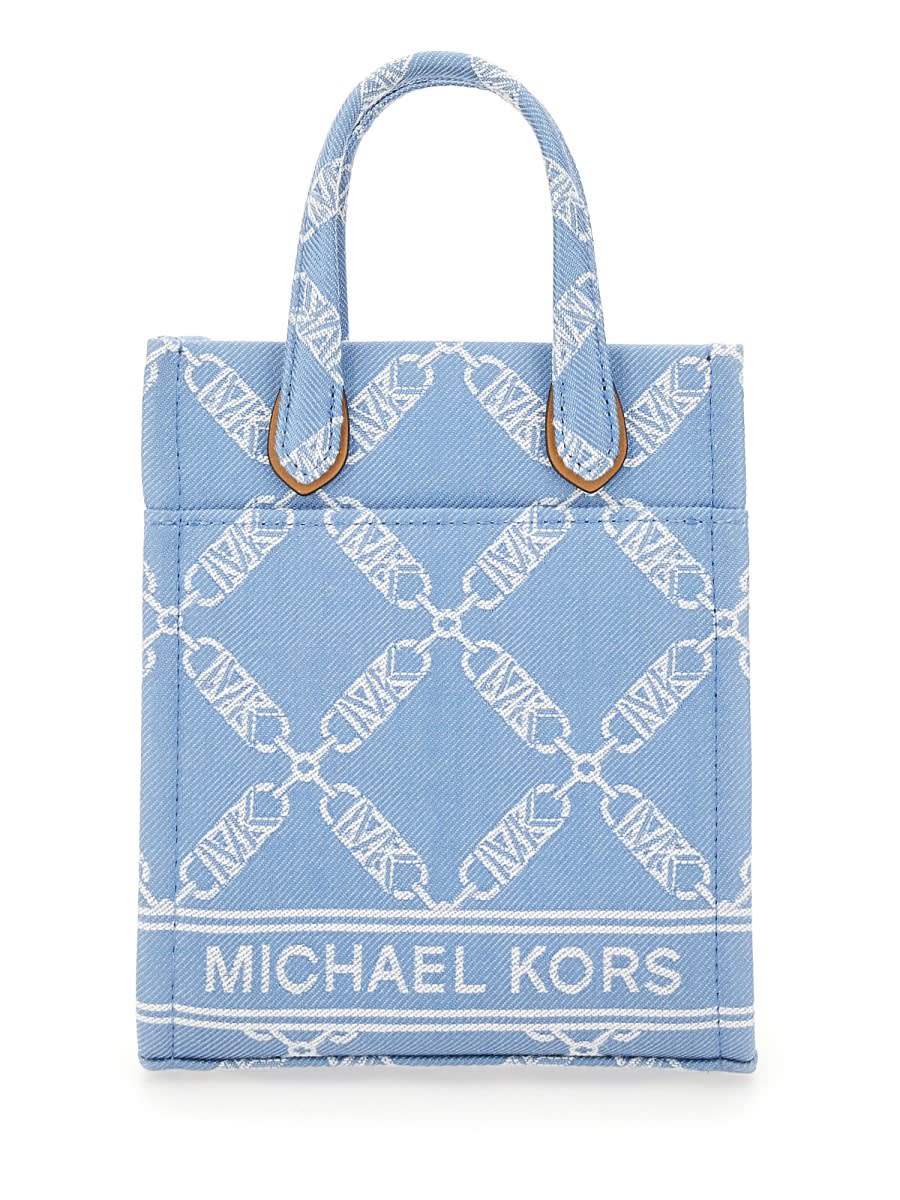 Shop Michael Michael Kors Extra-small Gigi Tote Bag In Clear Blue