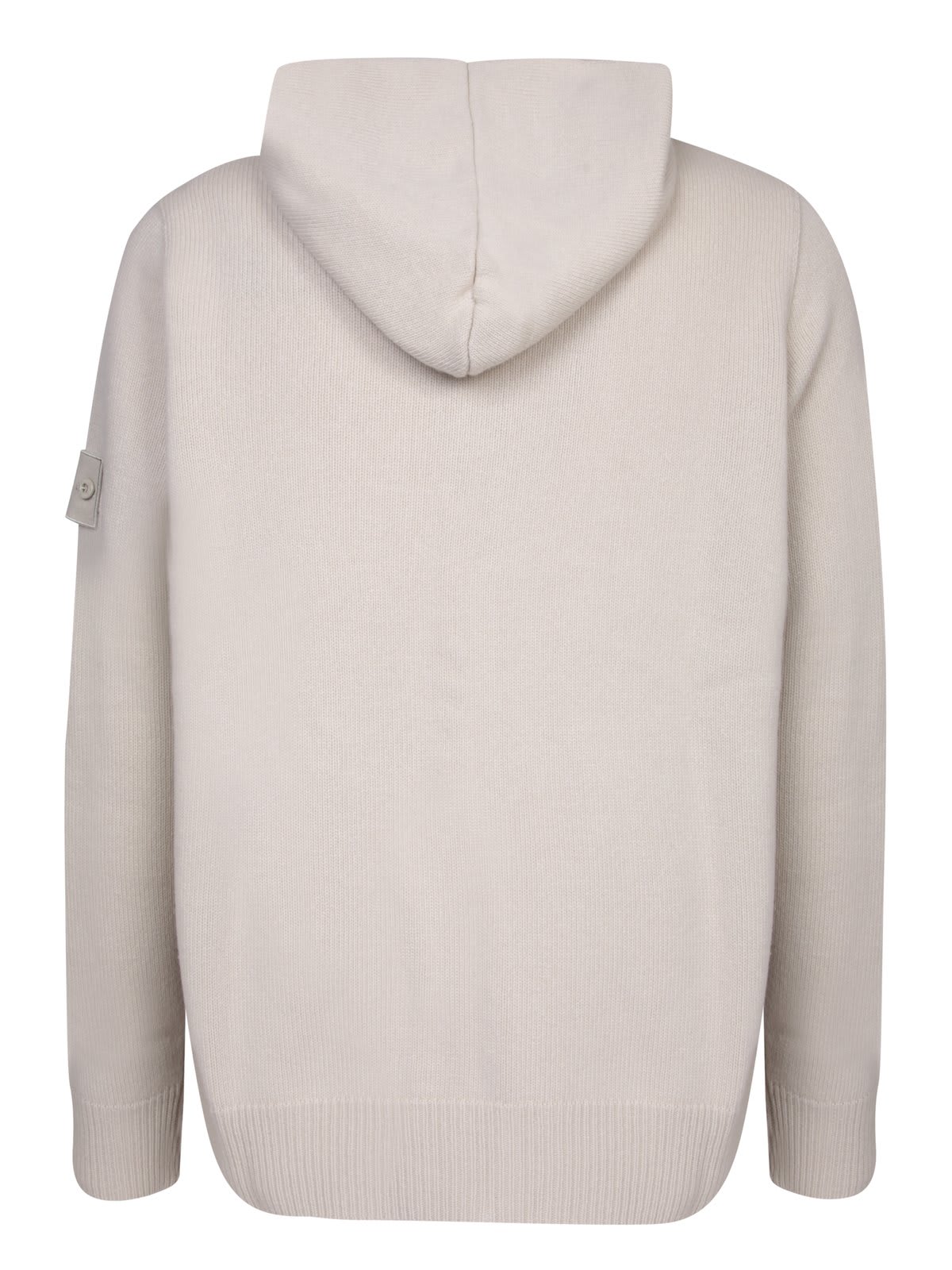 Shop Stone Island Logo Patched Zipped Hoodie In Beige