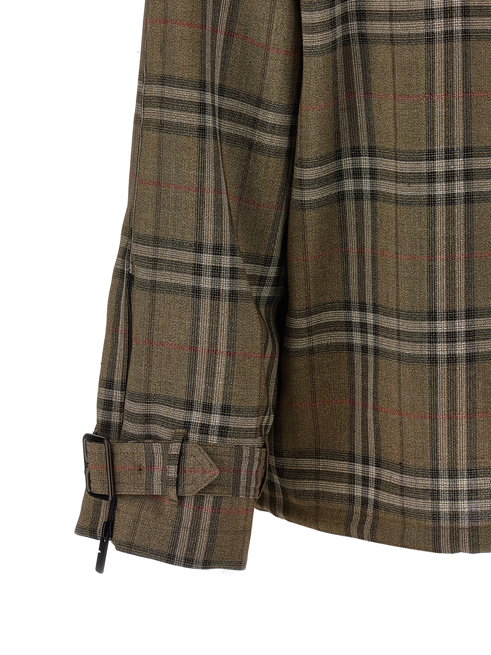 Burberry Half-zip Jacket With Check Pattern In Silk Blend Men