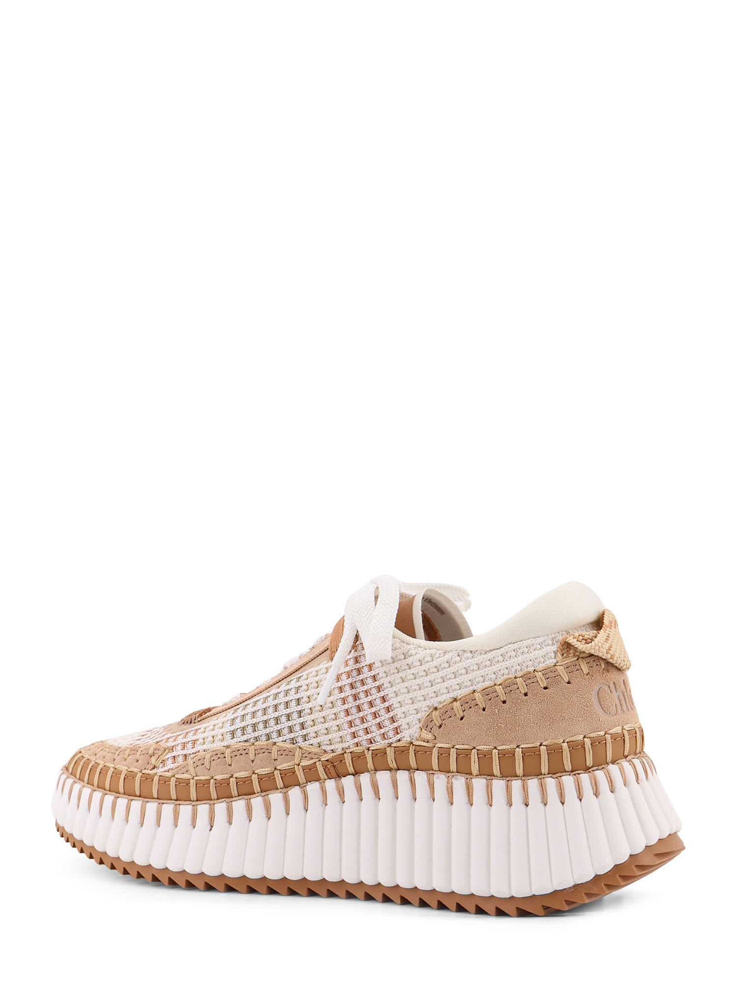 Chloé Mesh Nama Low-top Sneakers With Suede Inserts In Brown