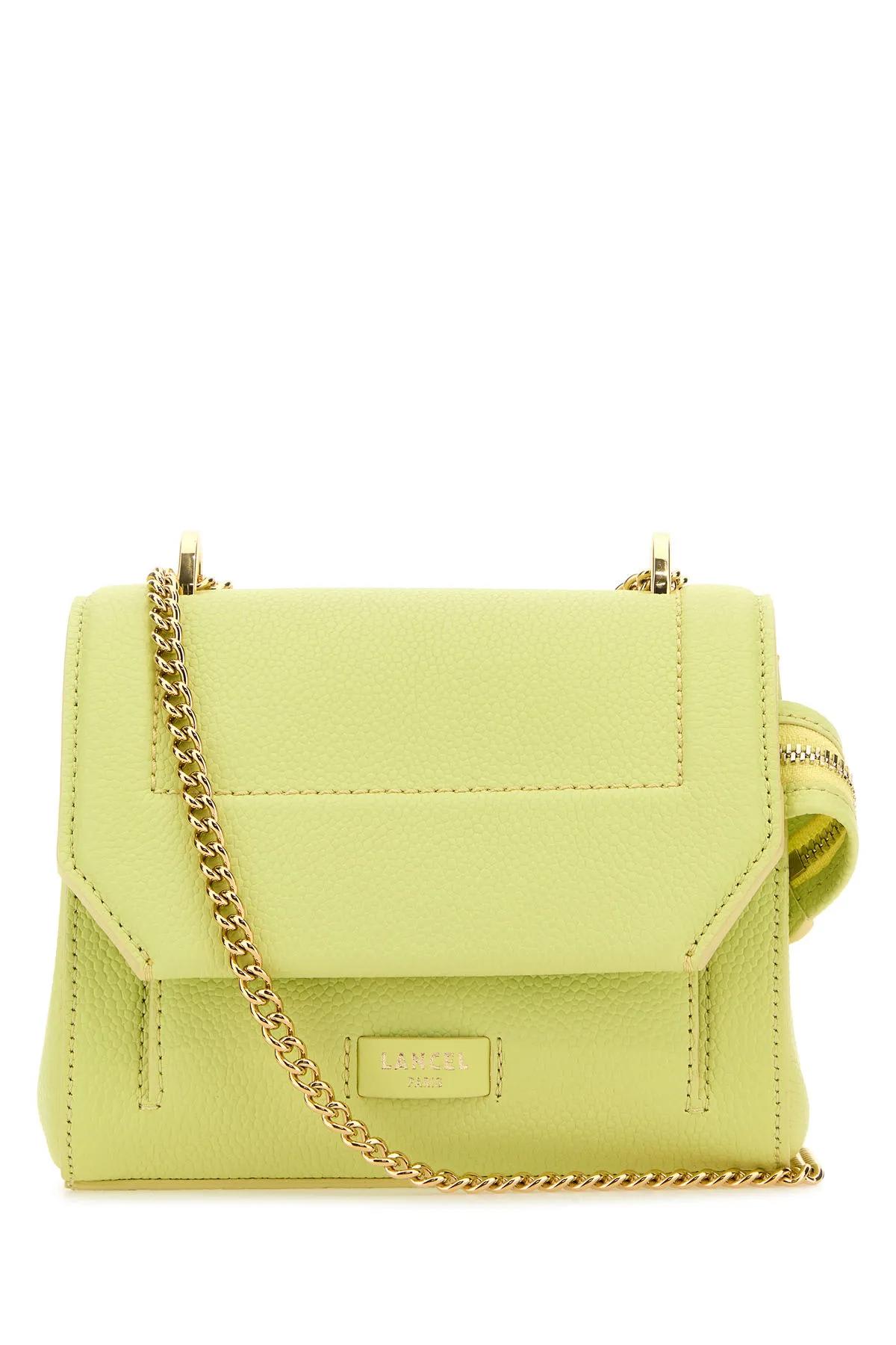 Shop Lancel Fluo Yellow Leather Ninon Handbag In Lime