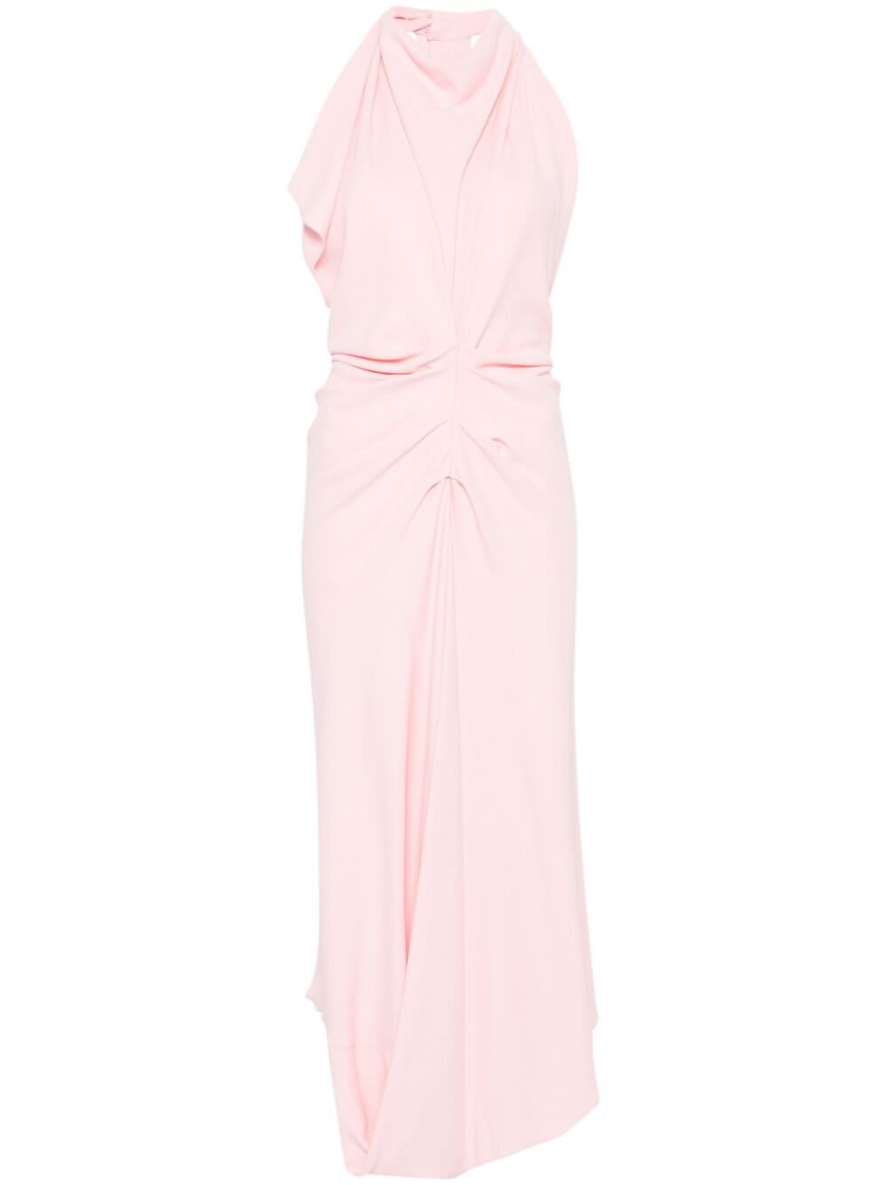 Shop Victoria Beckham Abito Midi Con Sciarpa In Candy Floss