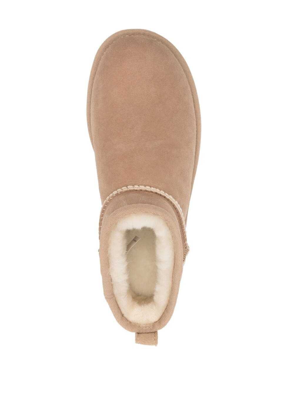 Ugg Classic Ultra Mini Low Heels Ankle Boots In Beige Suede In Multi