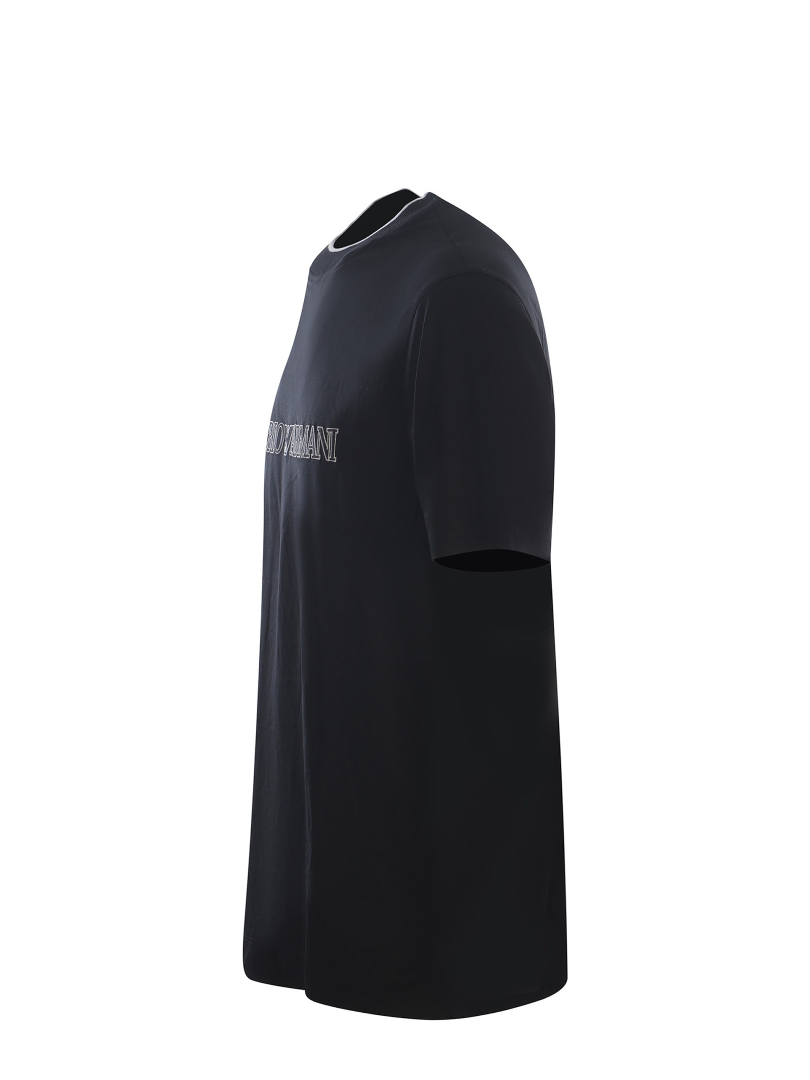 Shop Emporio Armani T-shirt  Made Of Lyocell And Cotton In Nero