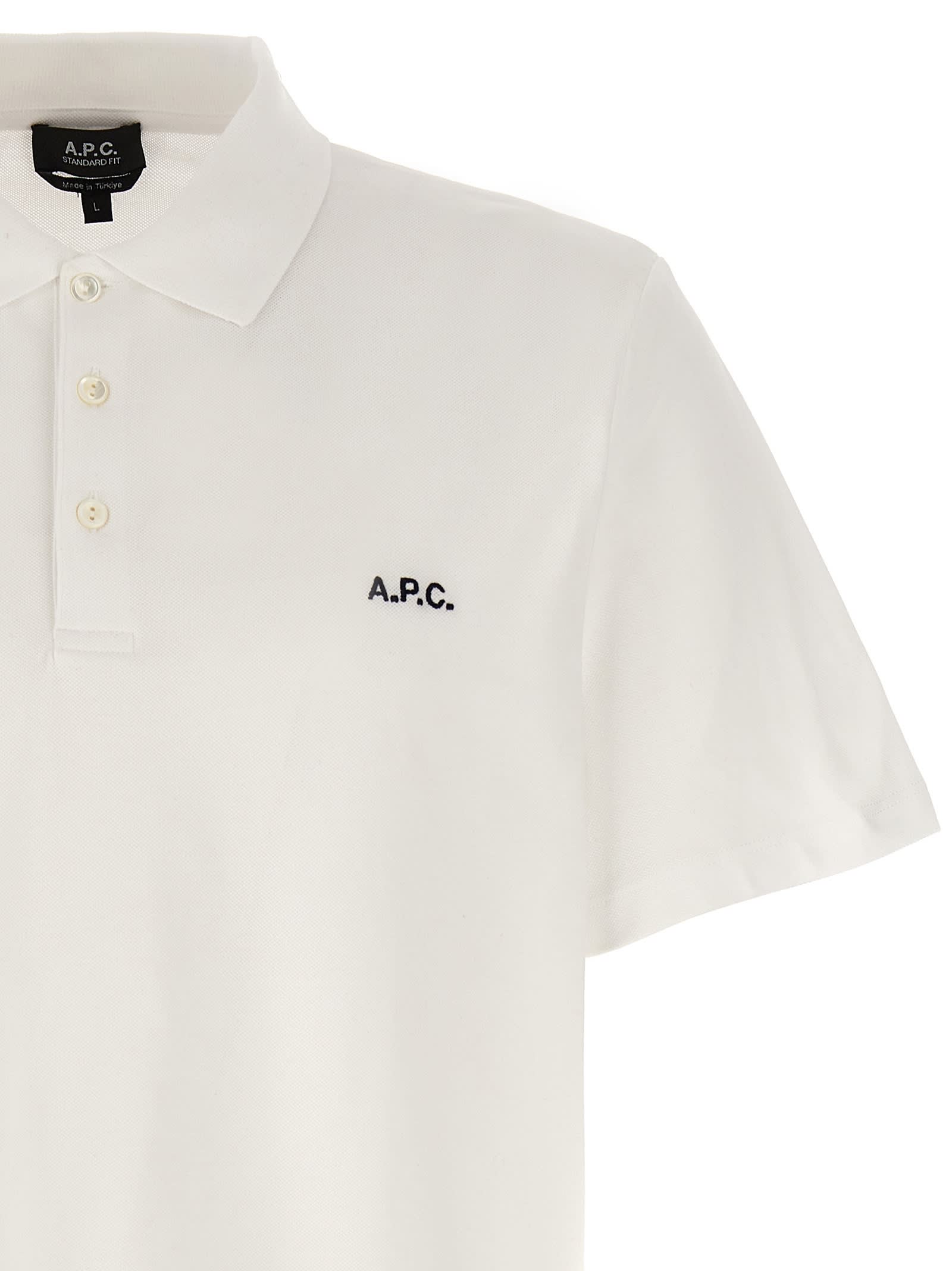 Shop Apc Logo Embroidery Polo Shirt In White