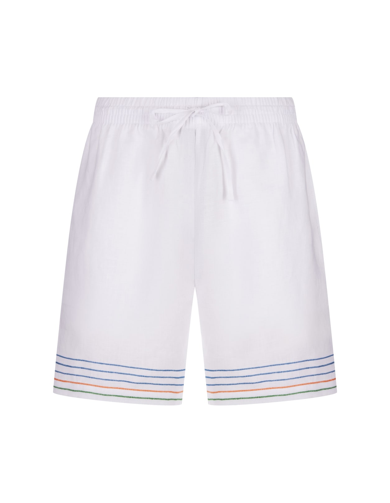 Shop Casablanca Le Fil De La Musique Linen Shorts In White