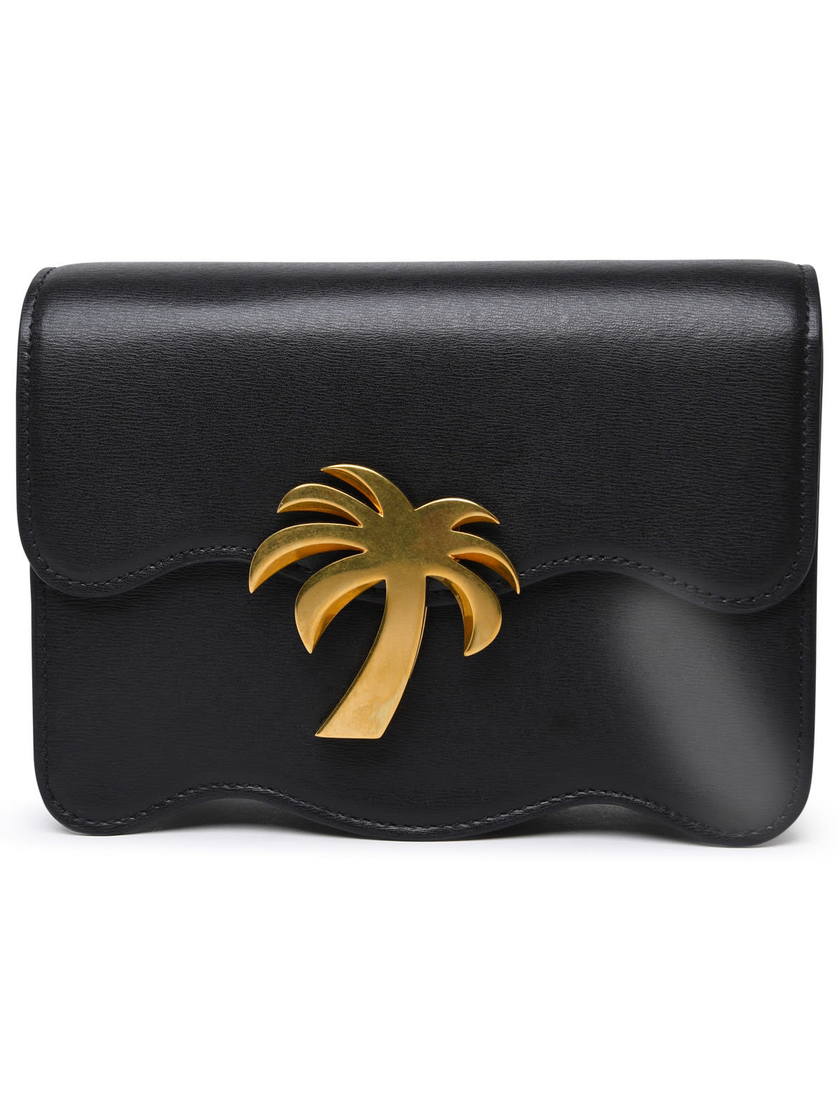 Shop Palm Angels Black Leather Palm Beach Bag