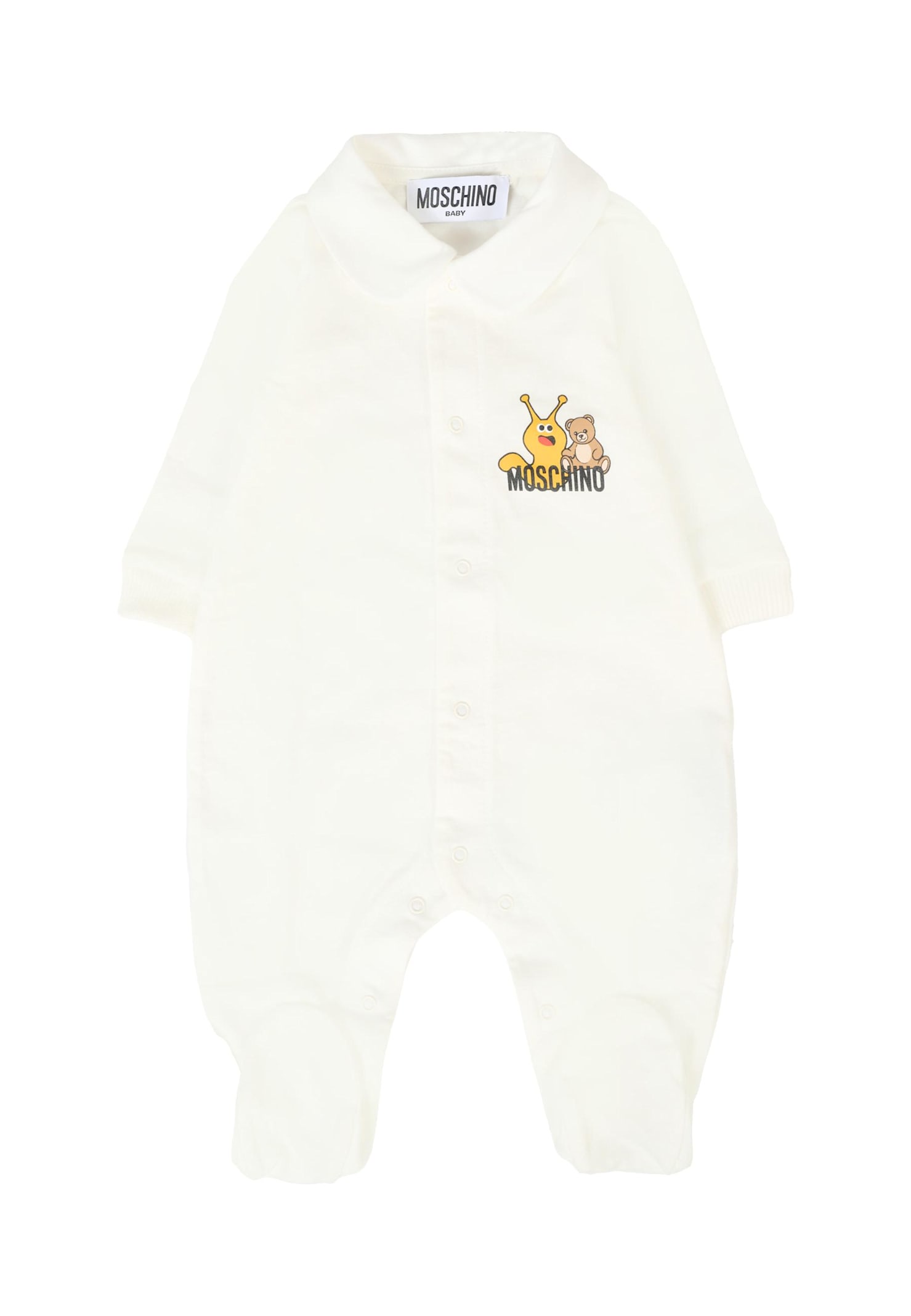 Moschino Ivory Babygrow For Babykids With Teddy Bear In White