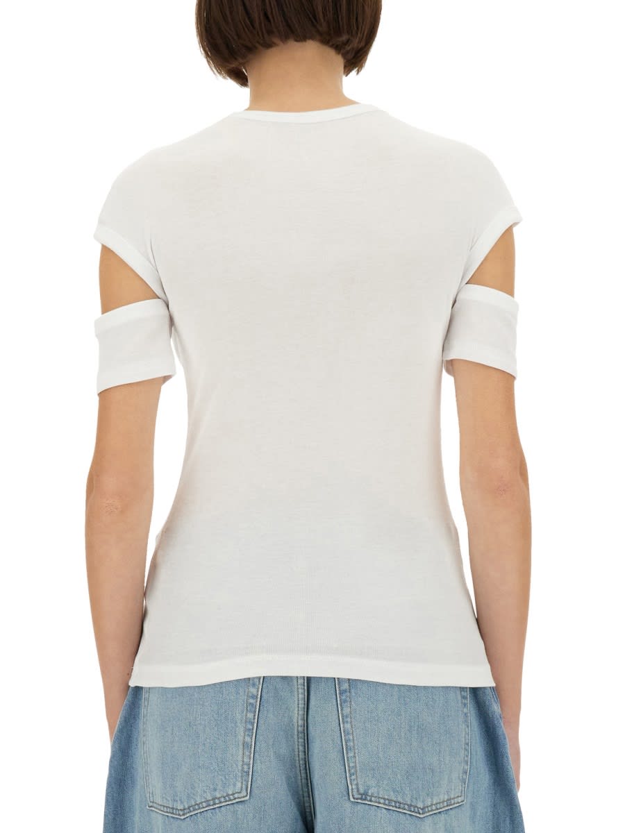 Helmut Lang "slashed Shrunken" T-shirt In White