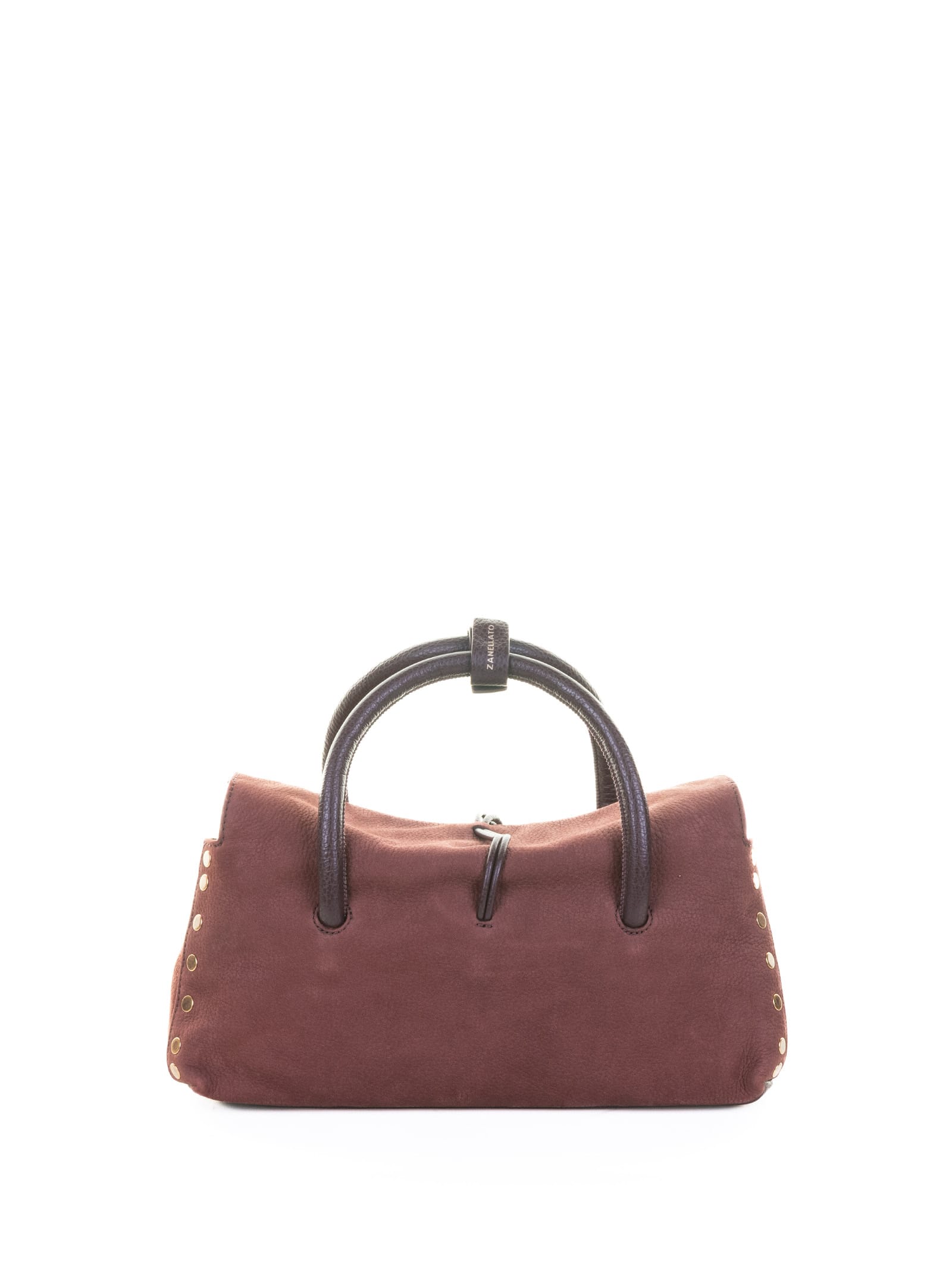 Zanellato Structured Red Calfskin Handbag With Gold-tone Clasp In Pink