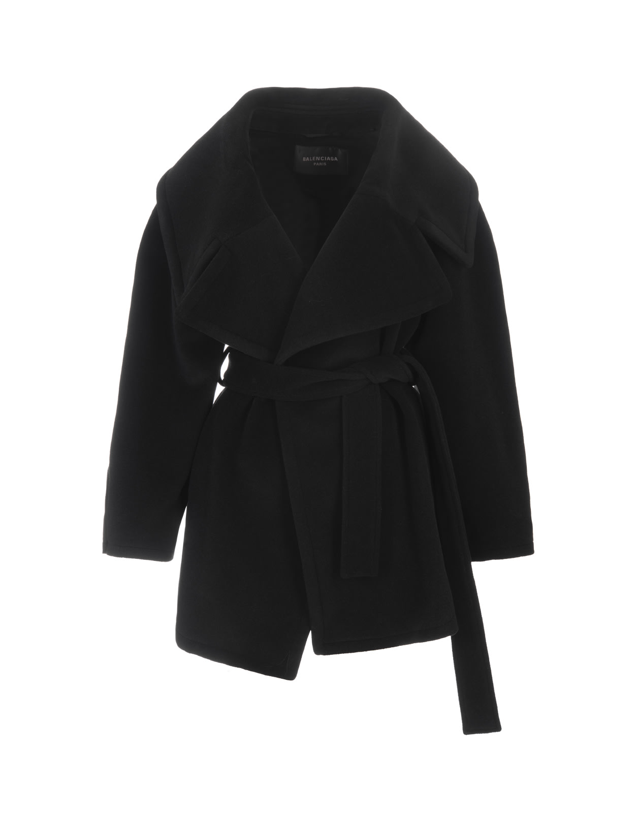 Balenciaga Black Robe Coat With Oversized Rever