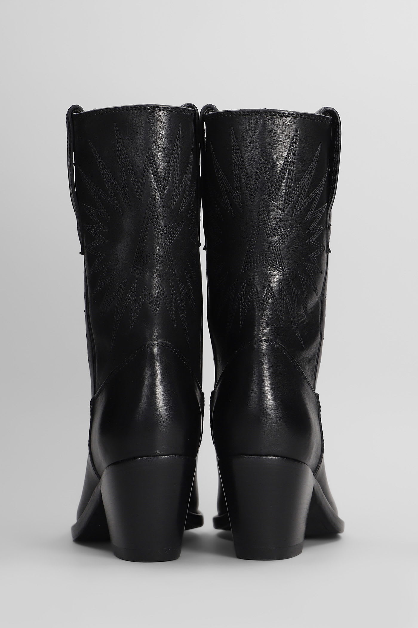 Golden Goose 70 Wish Star Texan Ankle Boots In Black Leather In Black