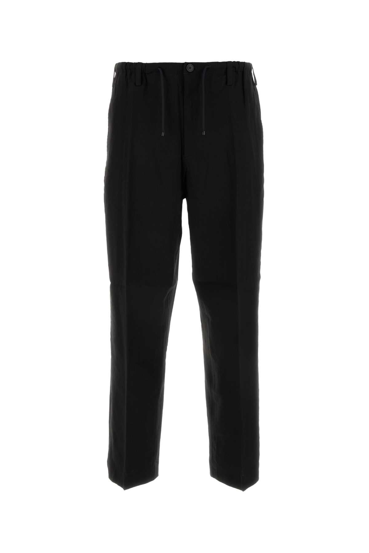 Black Stretch Linen Blend Pant