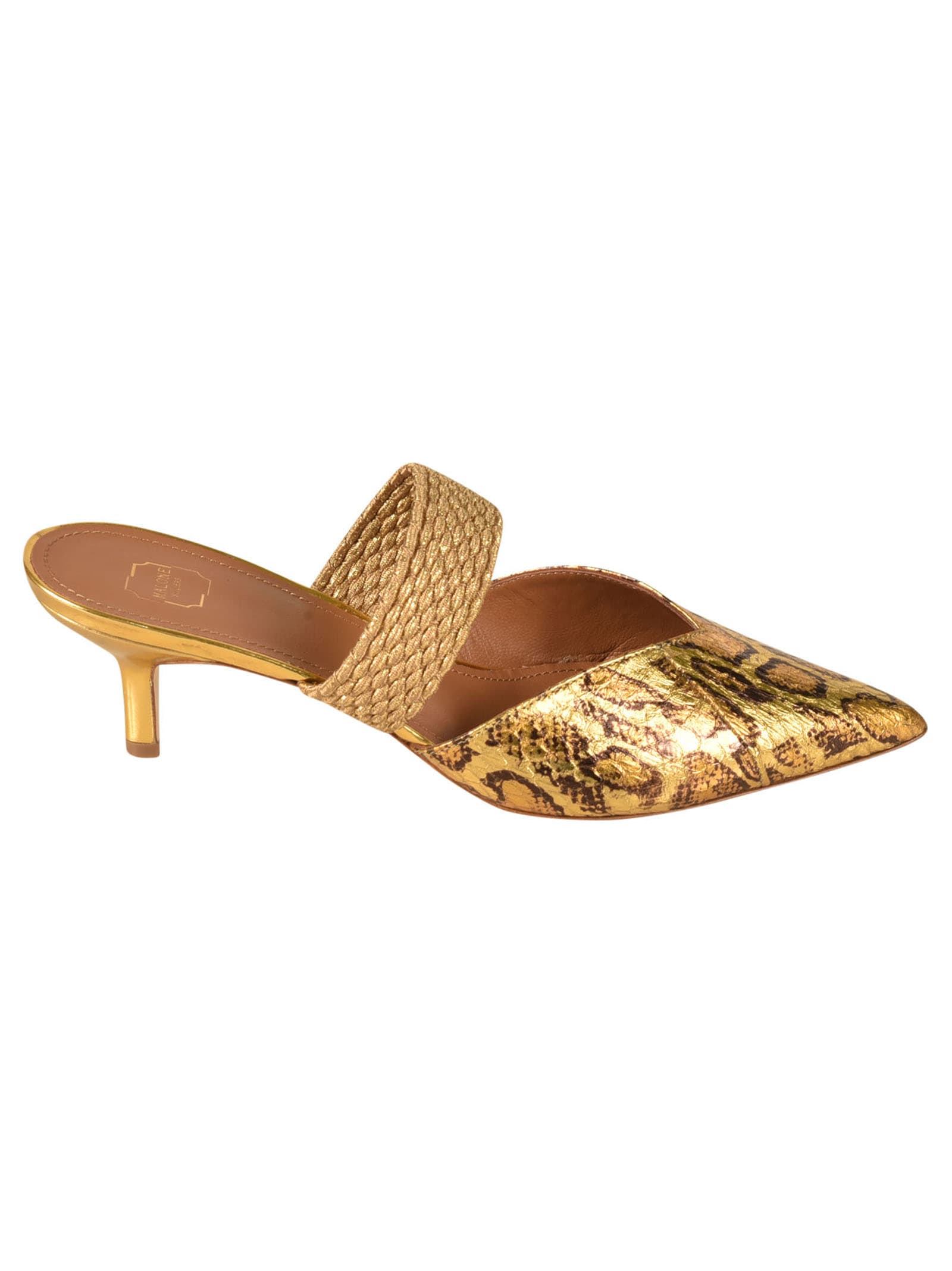 Shop Malone Souliers Pointed Toe Mules In Gold