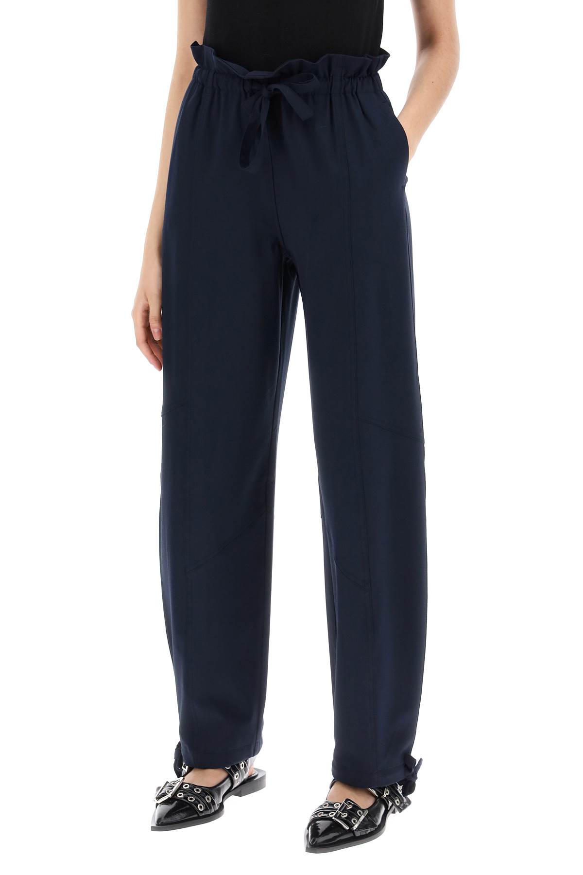 Shop Ganni Flounced High-waisted In Sky Captain (blue)