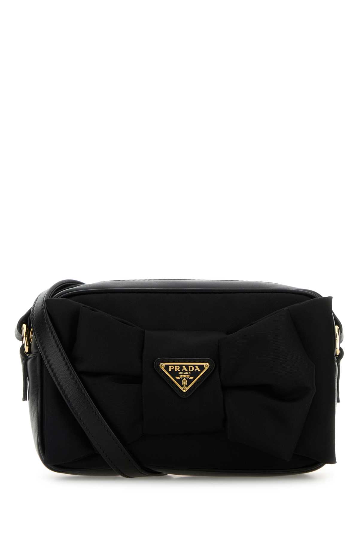 Prada Black Re-nylon And Nappa Leather Mini Crossbody Bag In Black