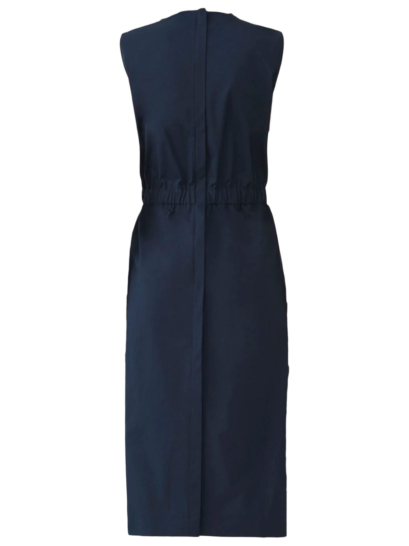 Shop Fabiana Filippi Navy Blue Cotton Midi Dress