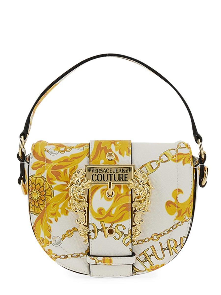 VERSACE JEANS COUTURE BAROQUE PRINTED FOLDOVER TOP CROSSBODY BAG