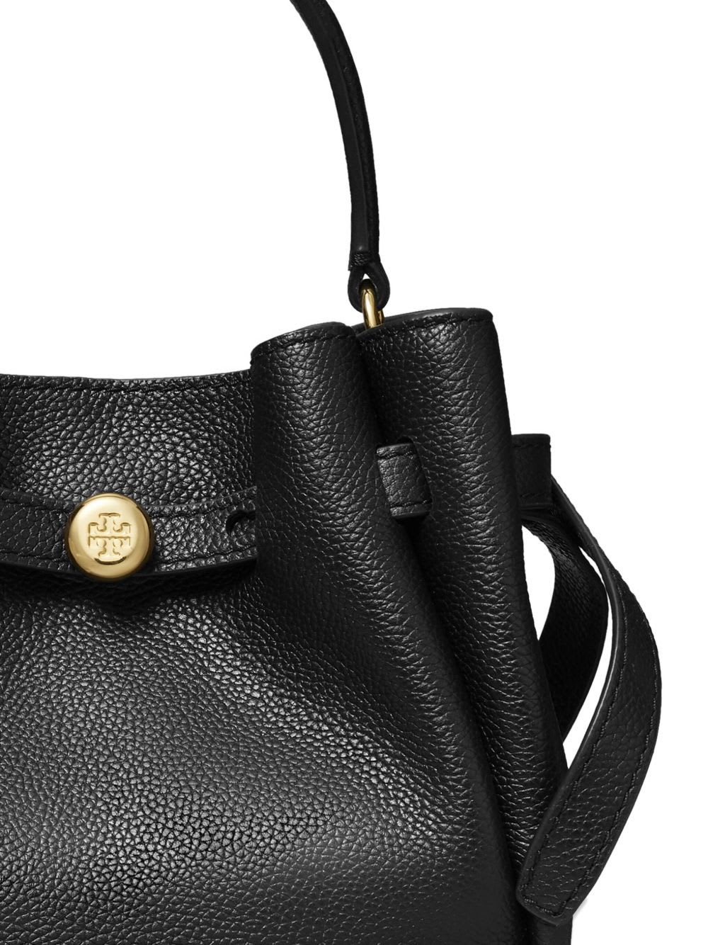 Tory Burch Romy Mini Leather Bucket Bag In Black