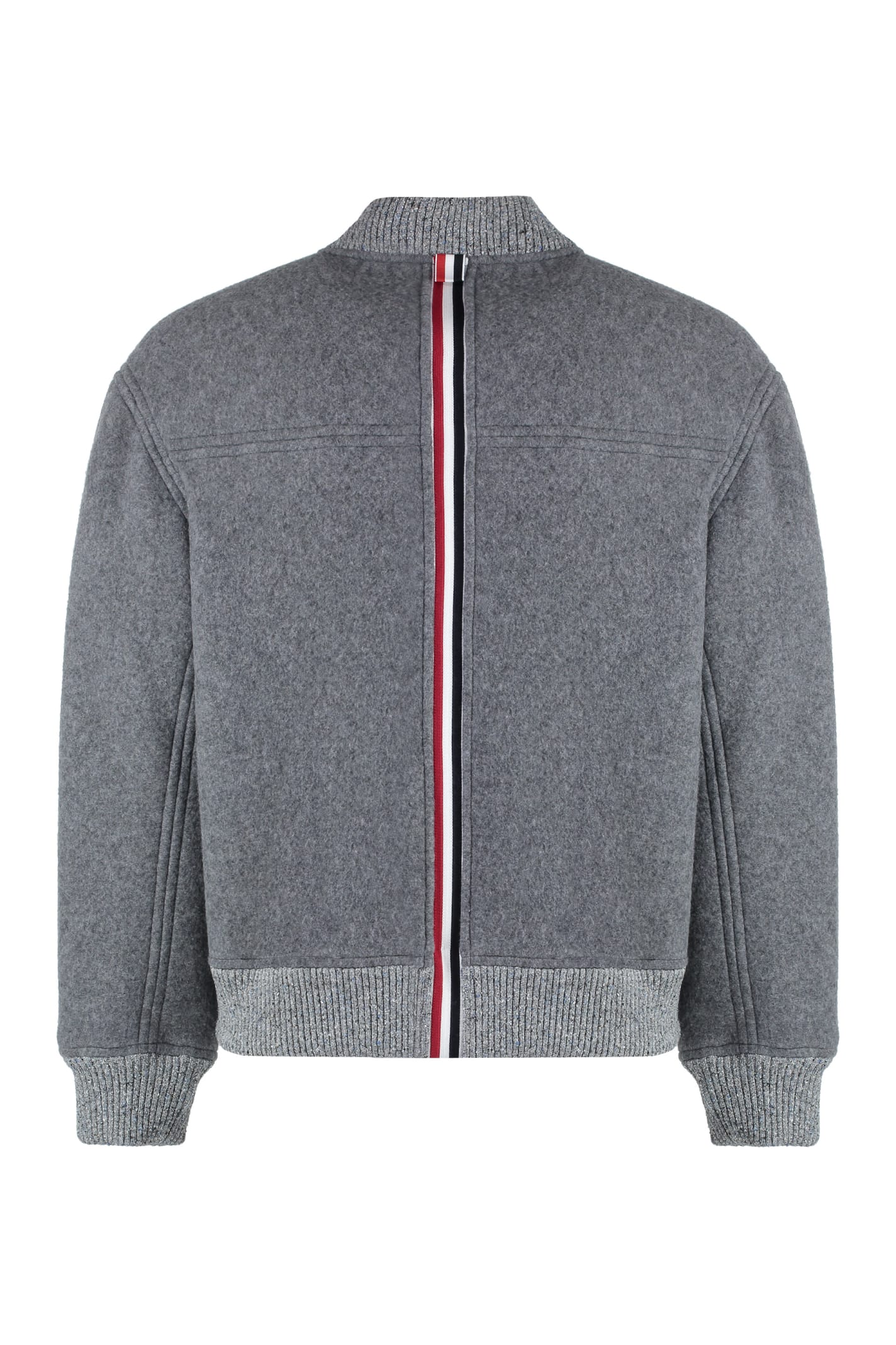 Shop Thom Browne Wool Bomber Jacket In Grey