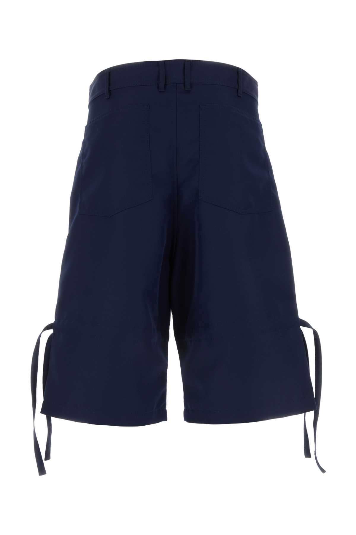 Shop Comme Des Garçons Navy Blue Polyester Bermuda Shorts