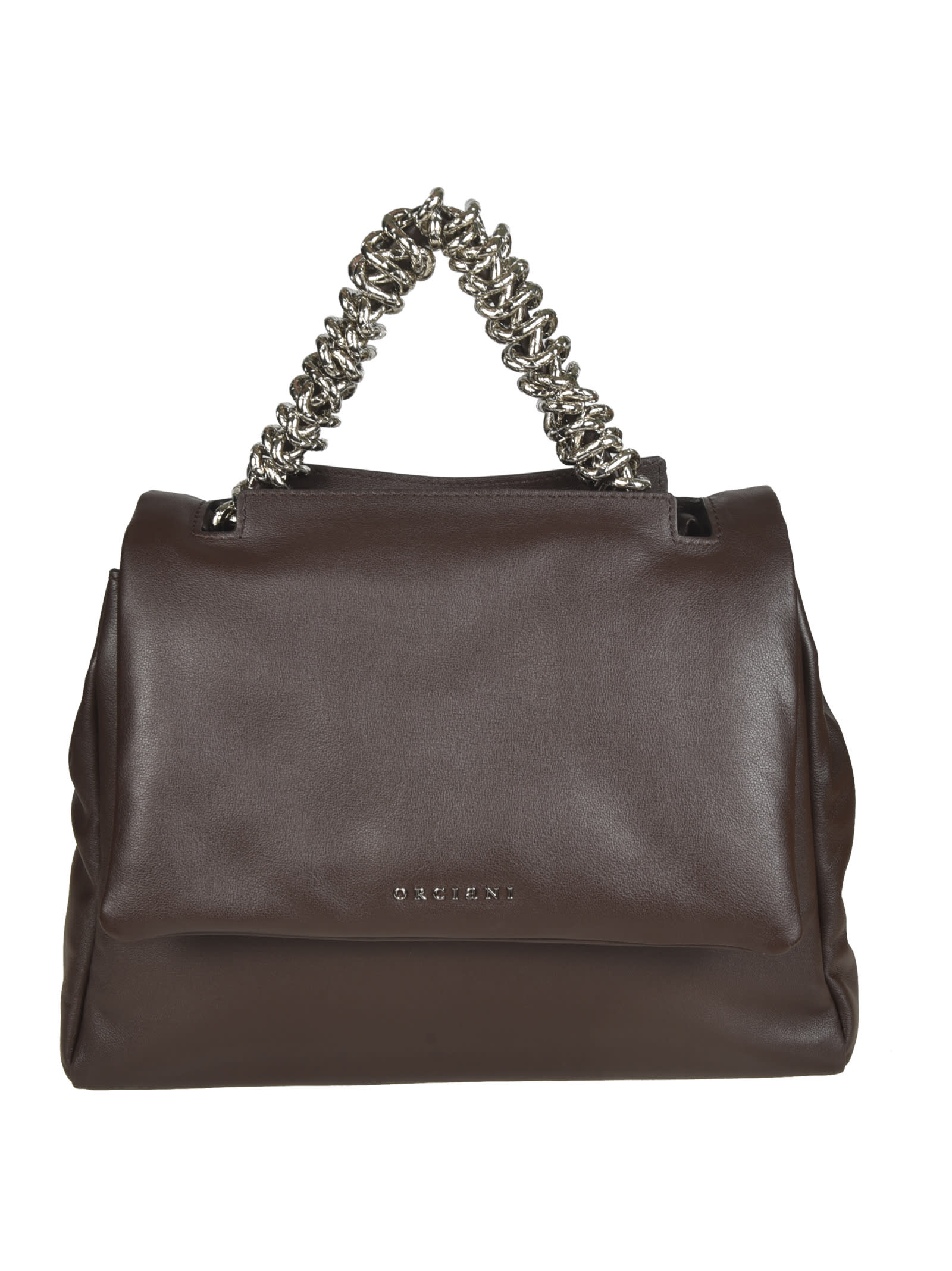 Orciani Chain Flap Shoulder Bag In Brown