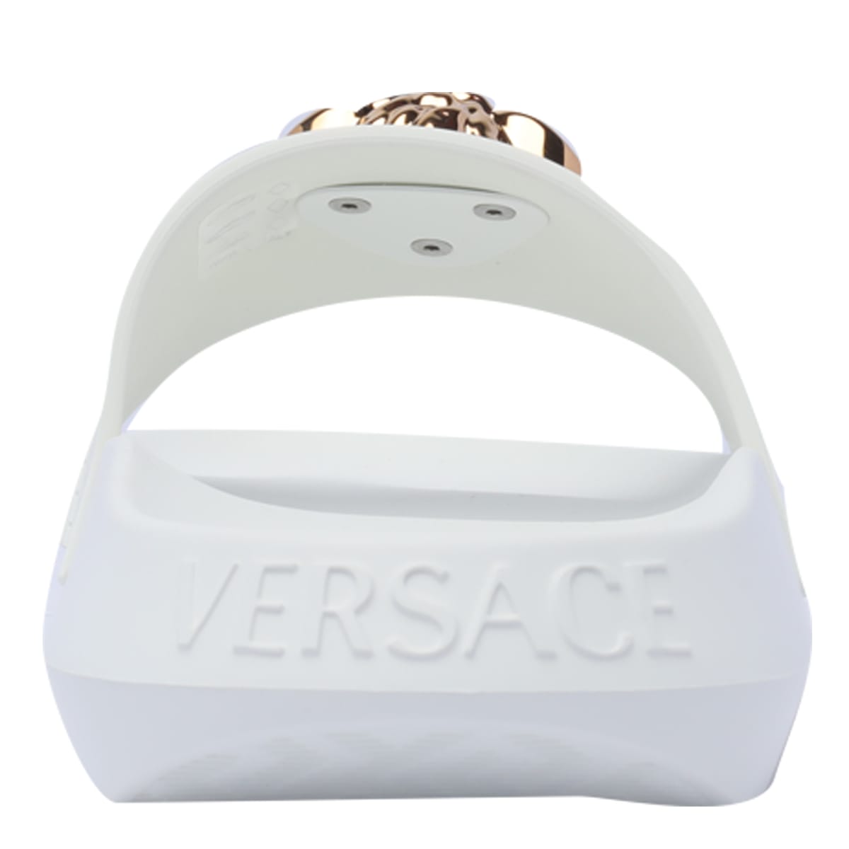 Shop Versace Palazzo Slides In White