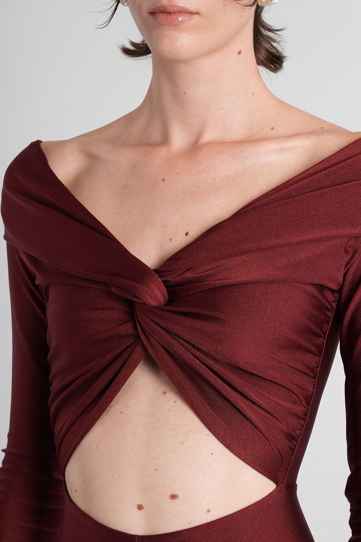 The Andamane Kendall Jumpsuit In Bordeaux Polyamide In Burgundy