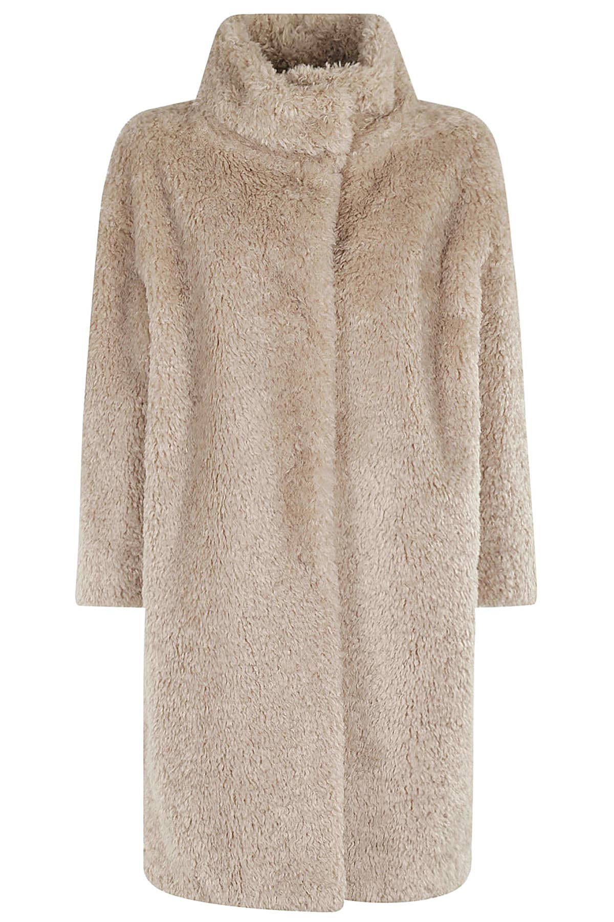 Shop Herno Cappotto Curly Faux Fur In Chantilly