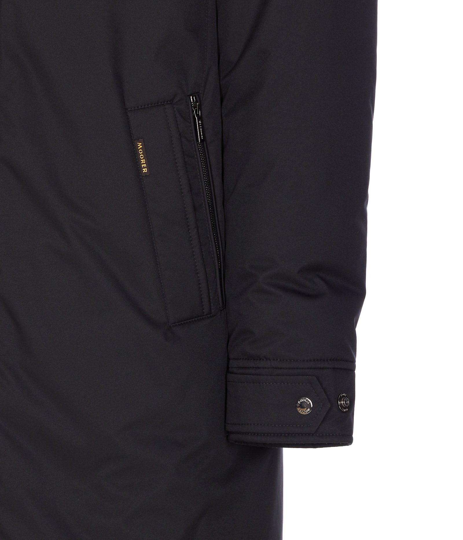 Moorer Long Padded Hooded Jacket With Adjustable Cuffs In Black