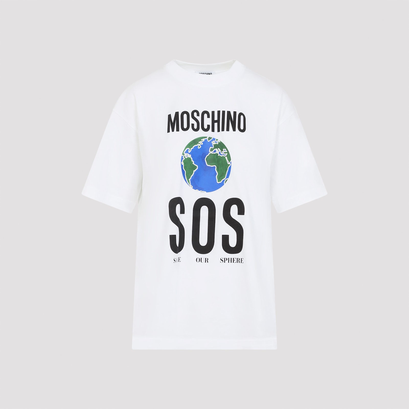 Moschino Graphic Print Crew Neck Short Sleeves Top In White