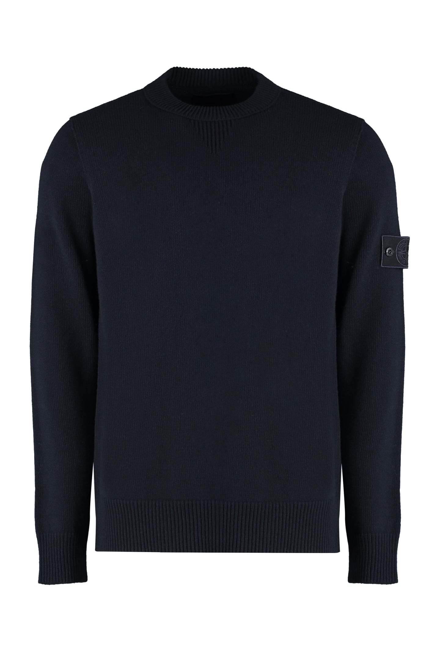 Shop Stone Island Ghost - Virgin Wool Crew-neck Sweater In Blue