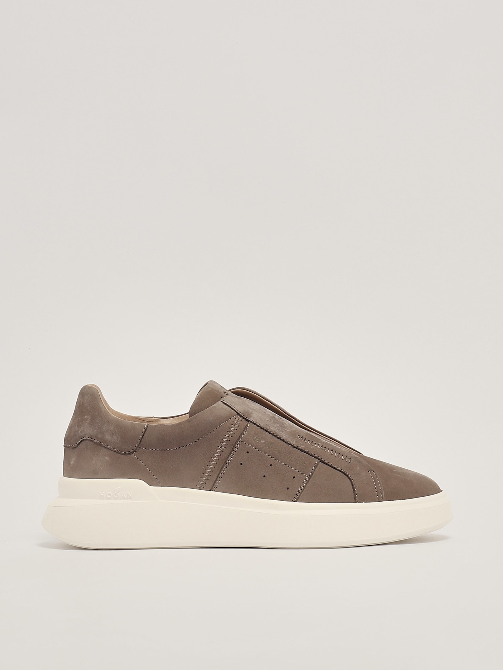 Shop Hogan H580 Slip On Fascia Logo Shoes In Moro