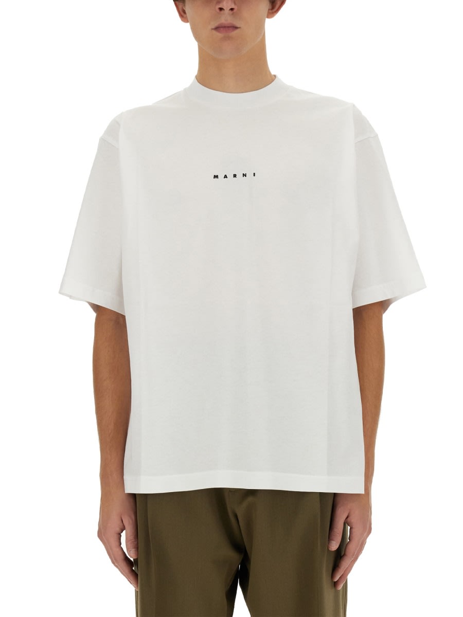 Shop Marni Jersey T-shirt In White