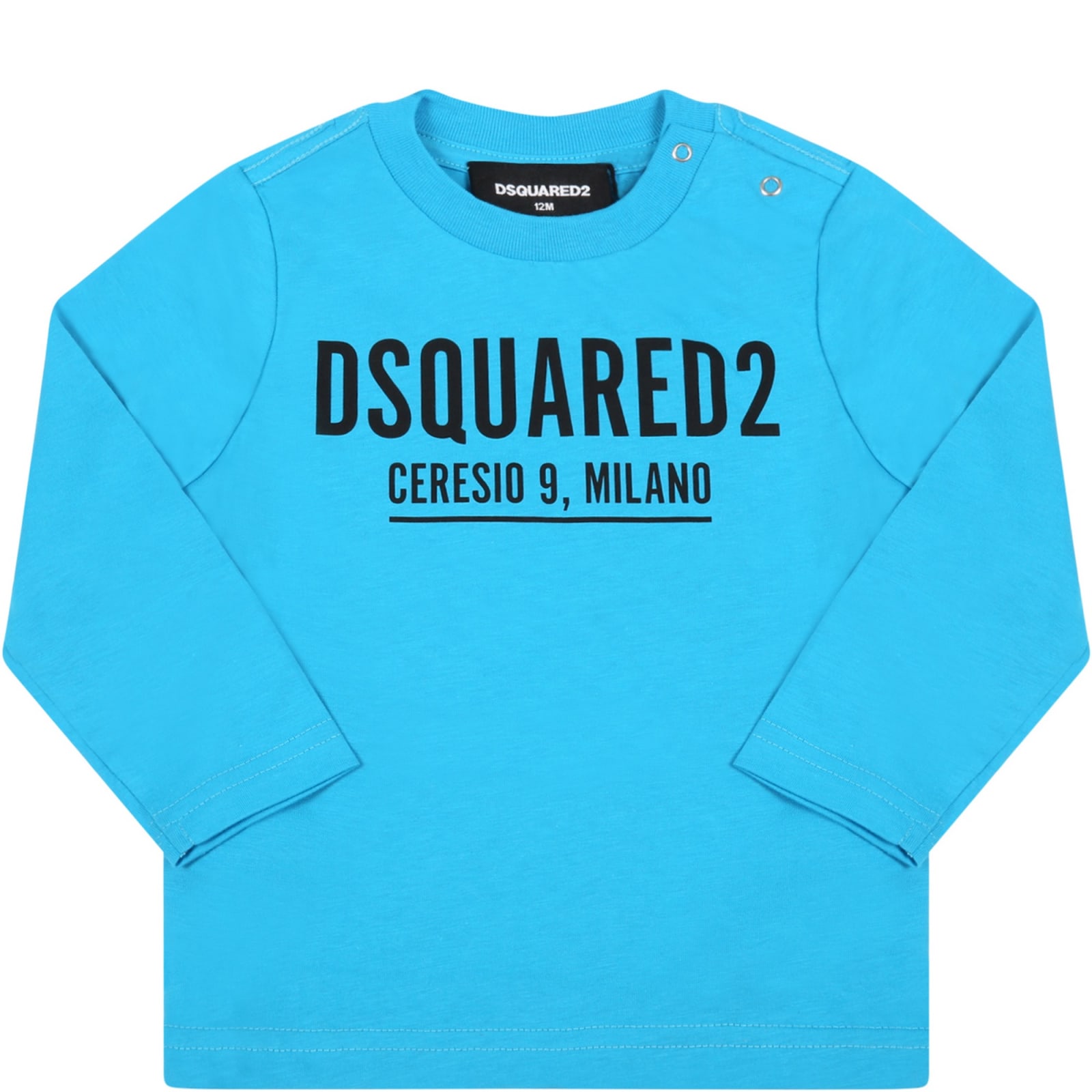 Dsquared2 Light-blue T-shirt For Baby Boy With Black Logo
