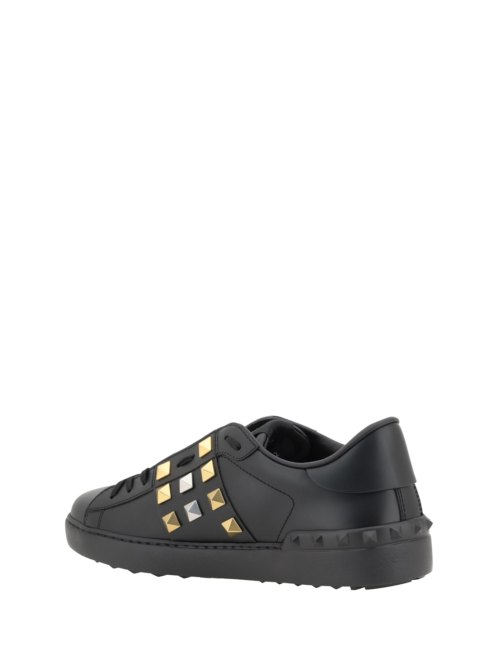 Valentino Garavani Men Rockstud Untitled Sneakers In Nero/antique Brass/antique Silver