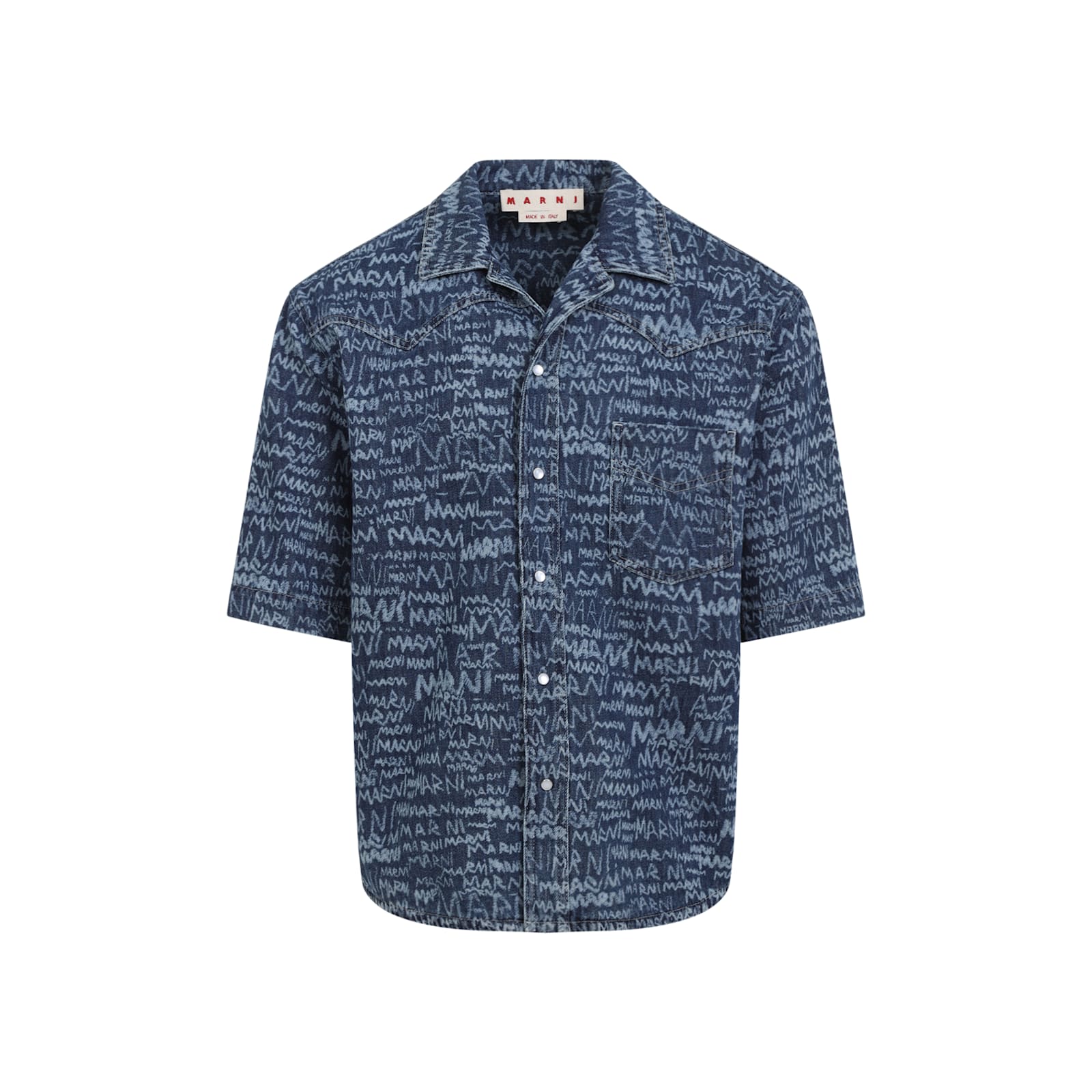 Marni Blue Cotton Shirt In Blue Kyanite