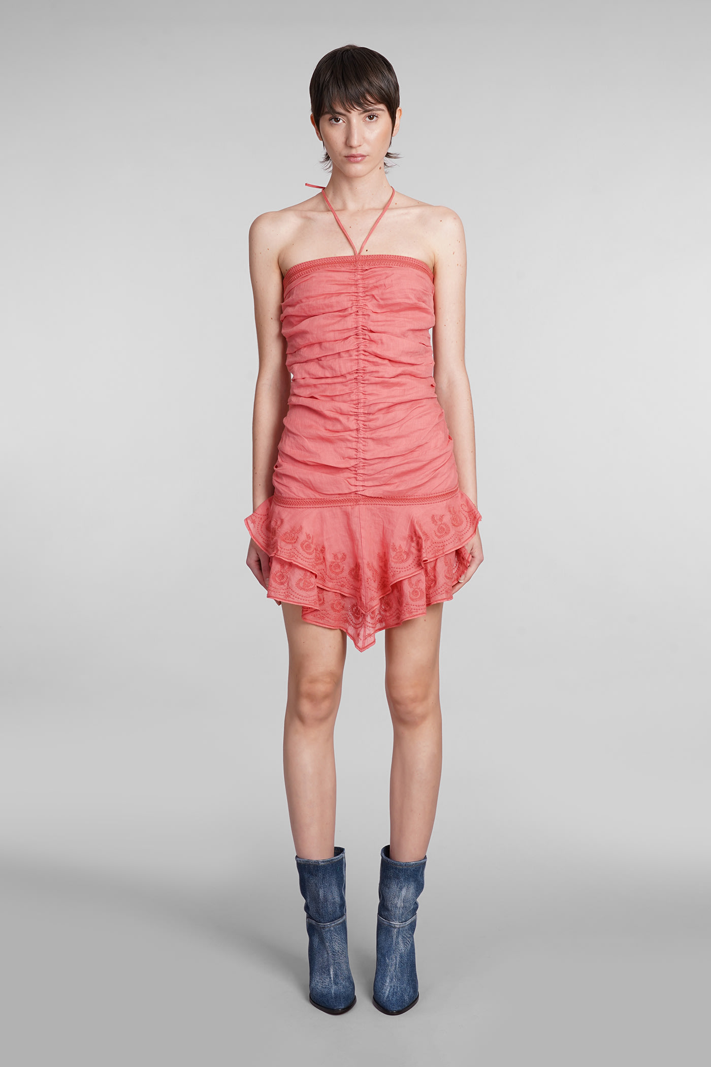 Shop Isabel Marant Emanuela Dress In Rose-pink Ramie