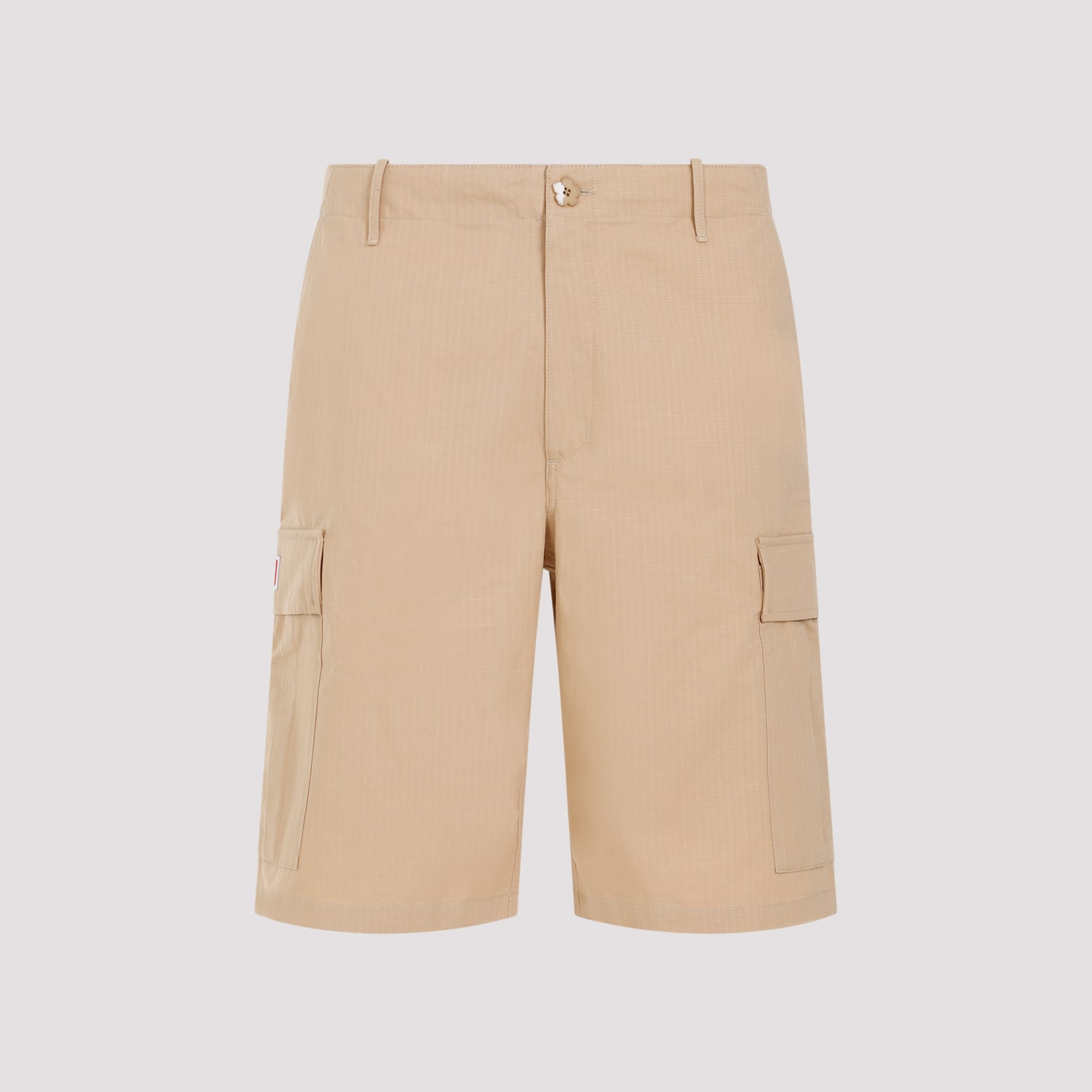 Shop Kenzo Cotton Workwear Shorts In Camel