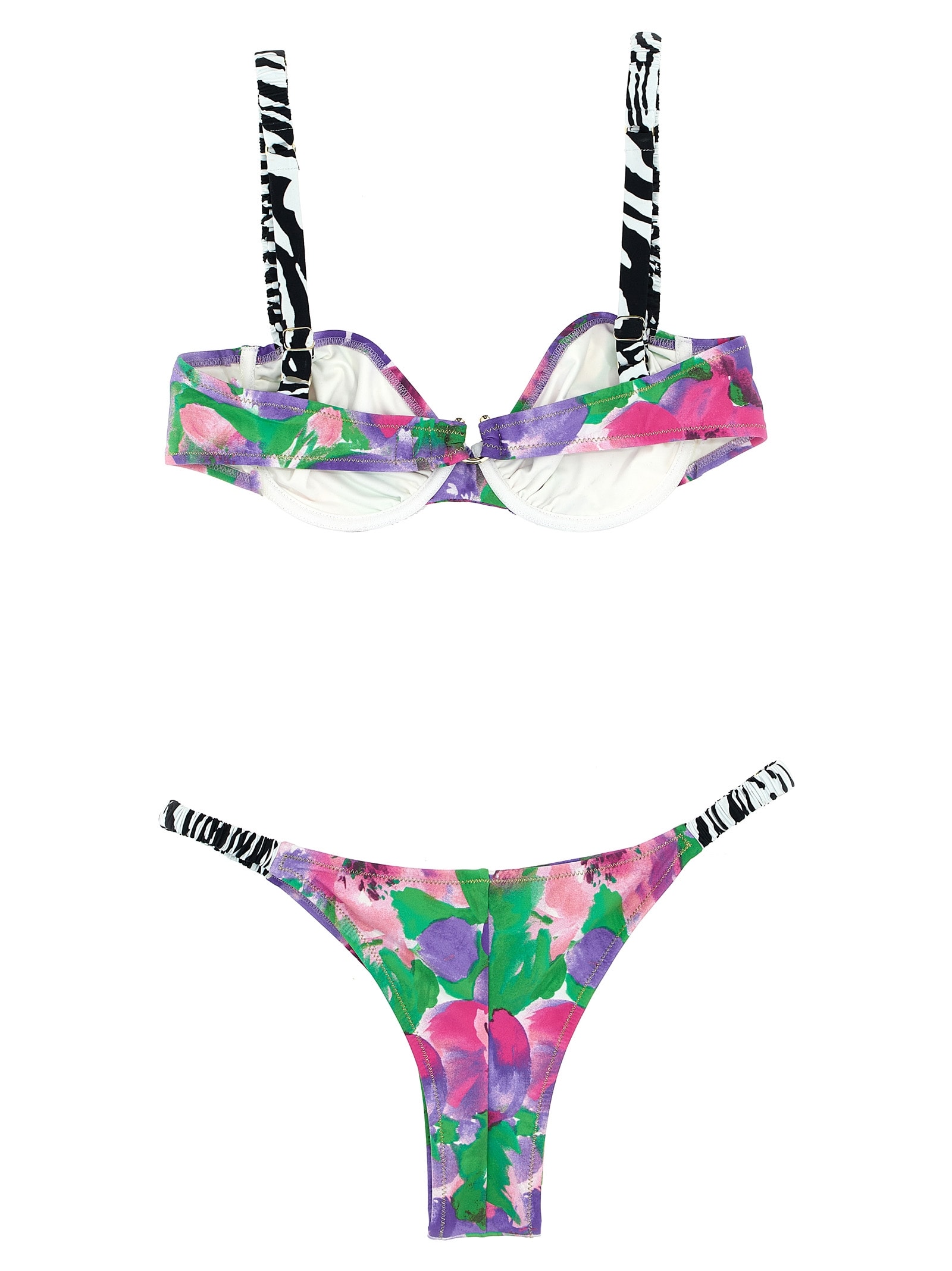 Shop Rotate Birger Christensen X Reina Olga Bikini Set In Fleur Aop+ Dahlia Purple