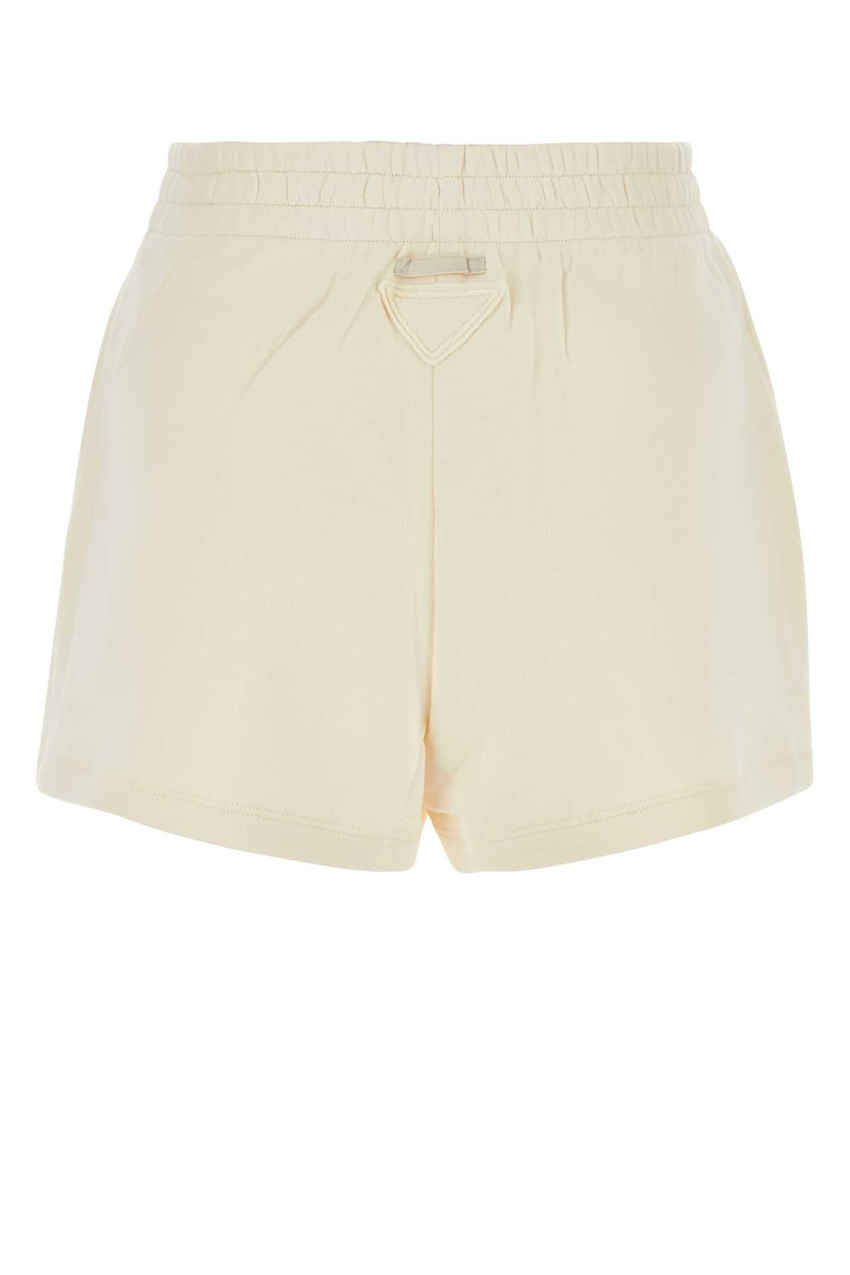 Shop Prada Cream Cotton Shorts In Naturale