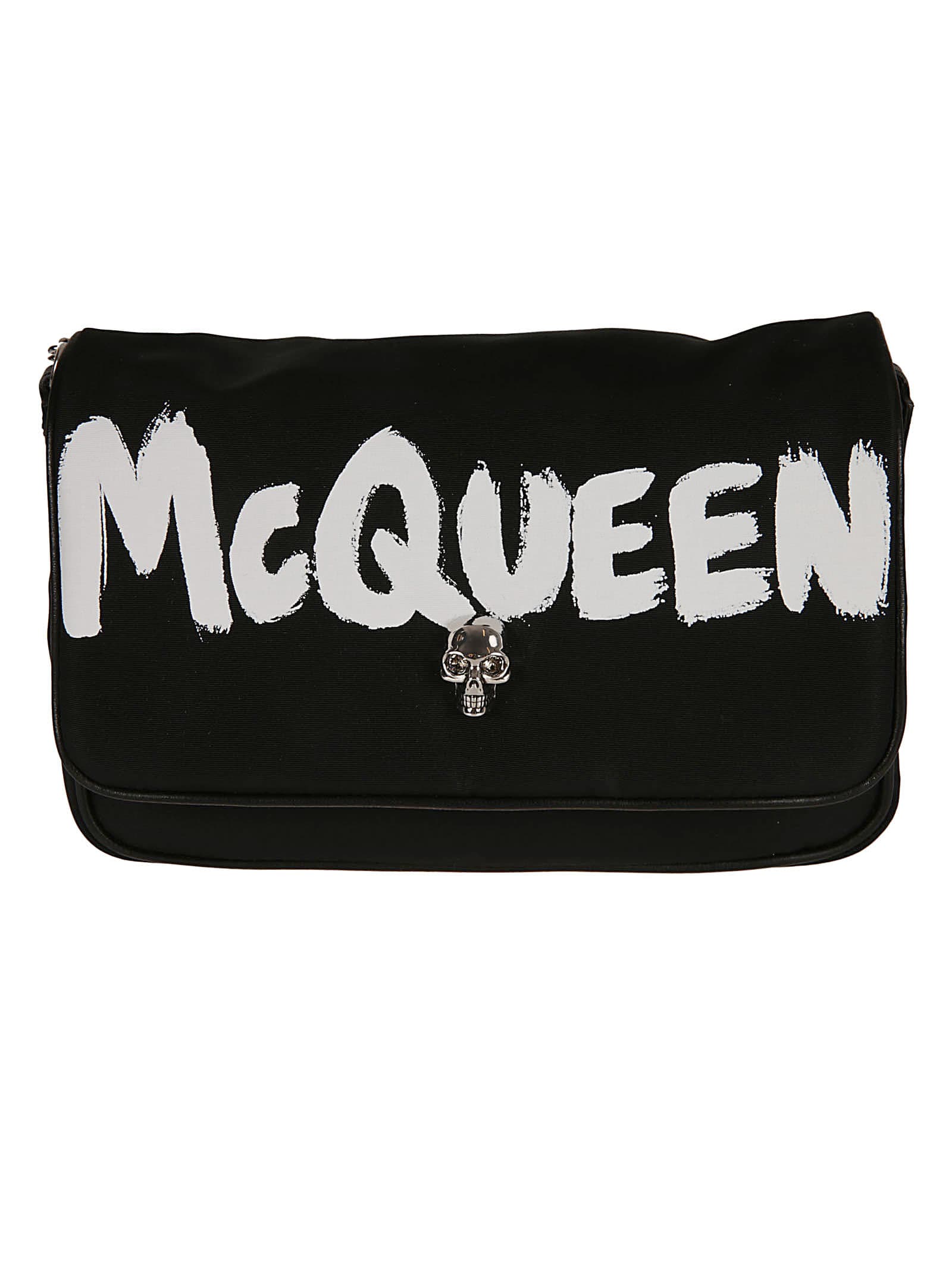 Alexander McQueen Graffitiy Nylon Skull Shoulder Bag