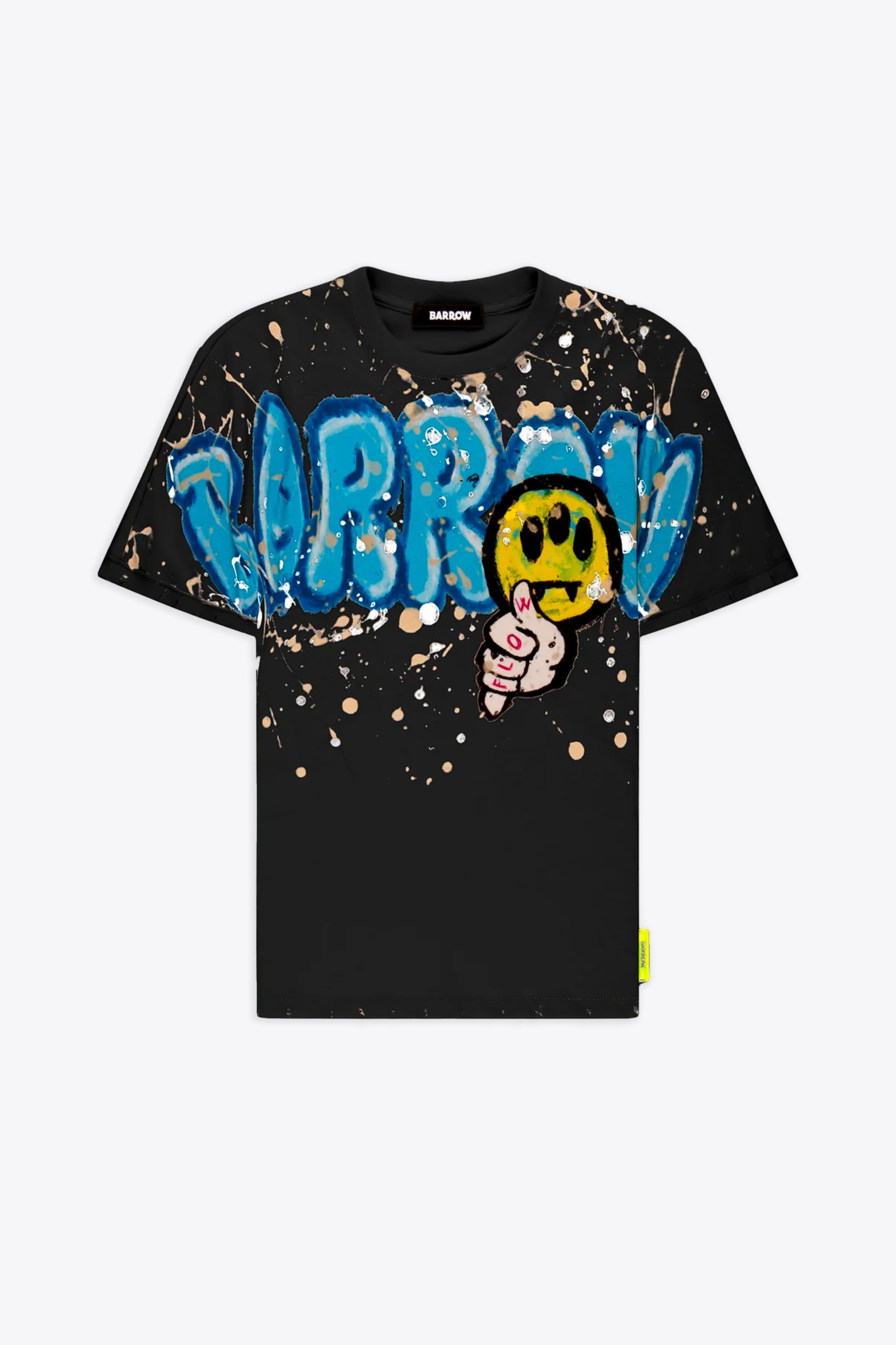 Shop Barrow Jersey T-shirt Unisex Black Cotton T-shirt With Graffiti Logo And Smile Print In Nero