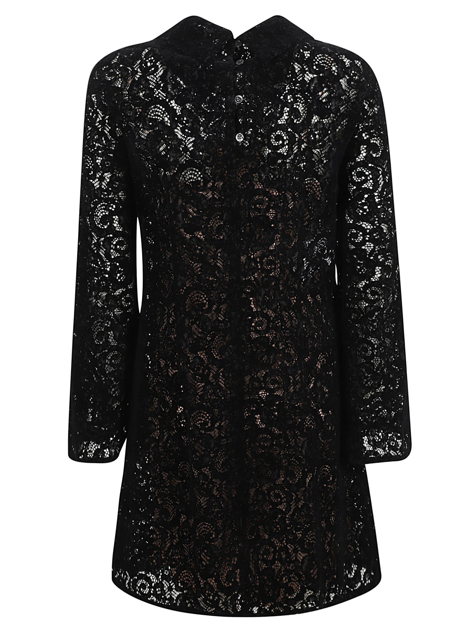 Shop Moschino Laced Applique Dress In Black